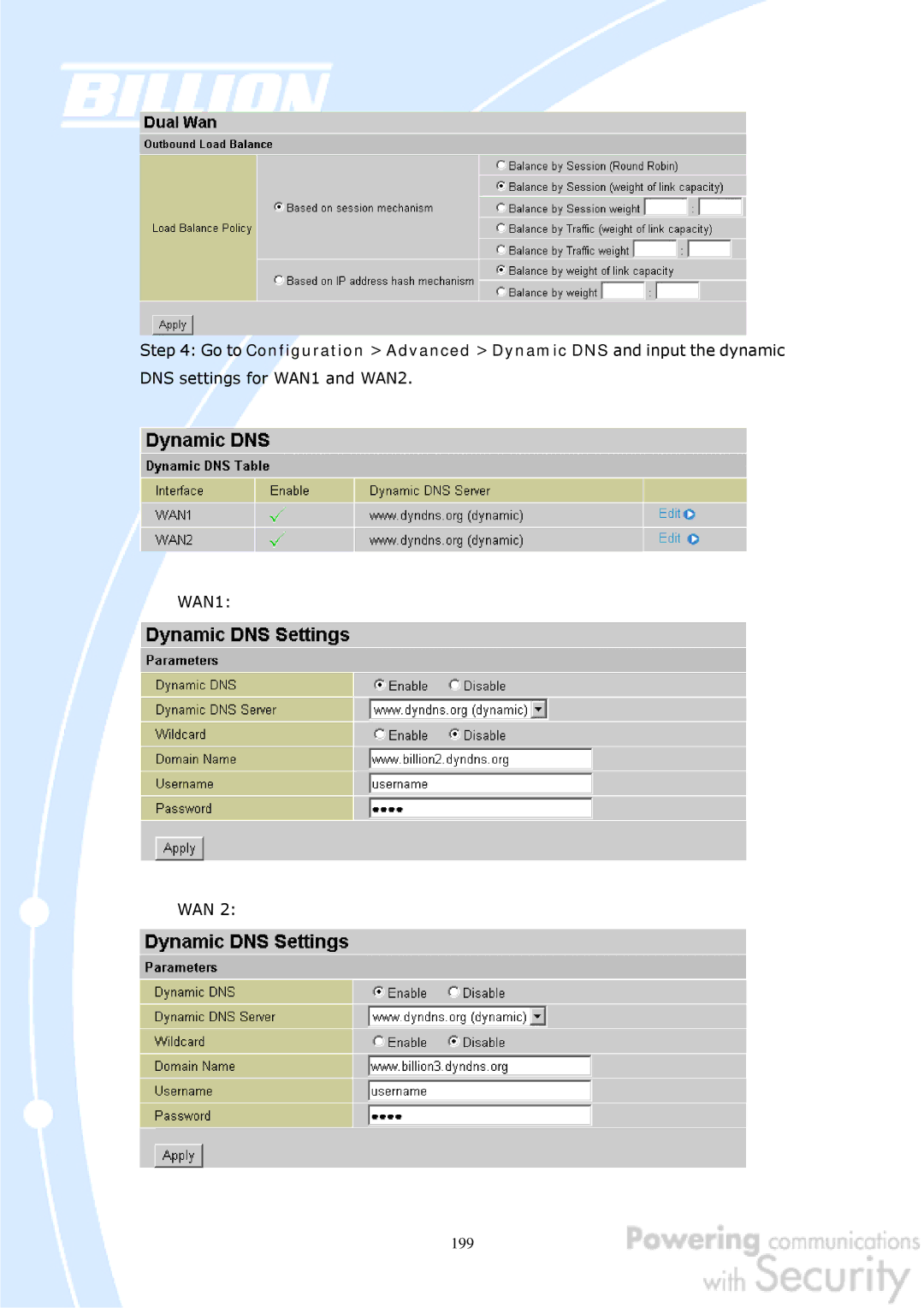 Billion Electric Company BiGuard 50G user manual Wan 