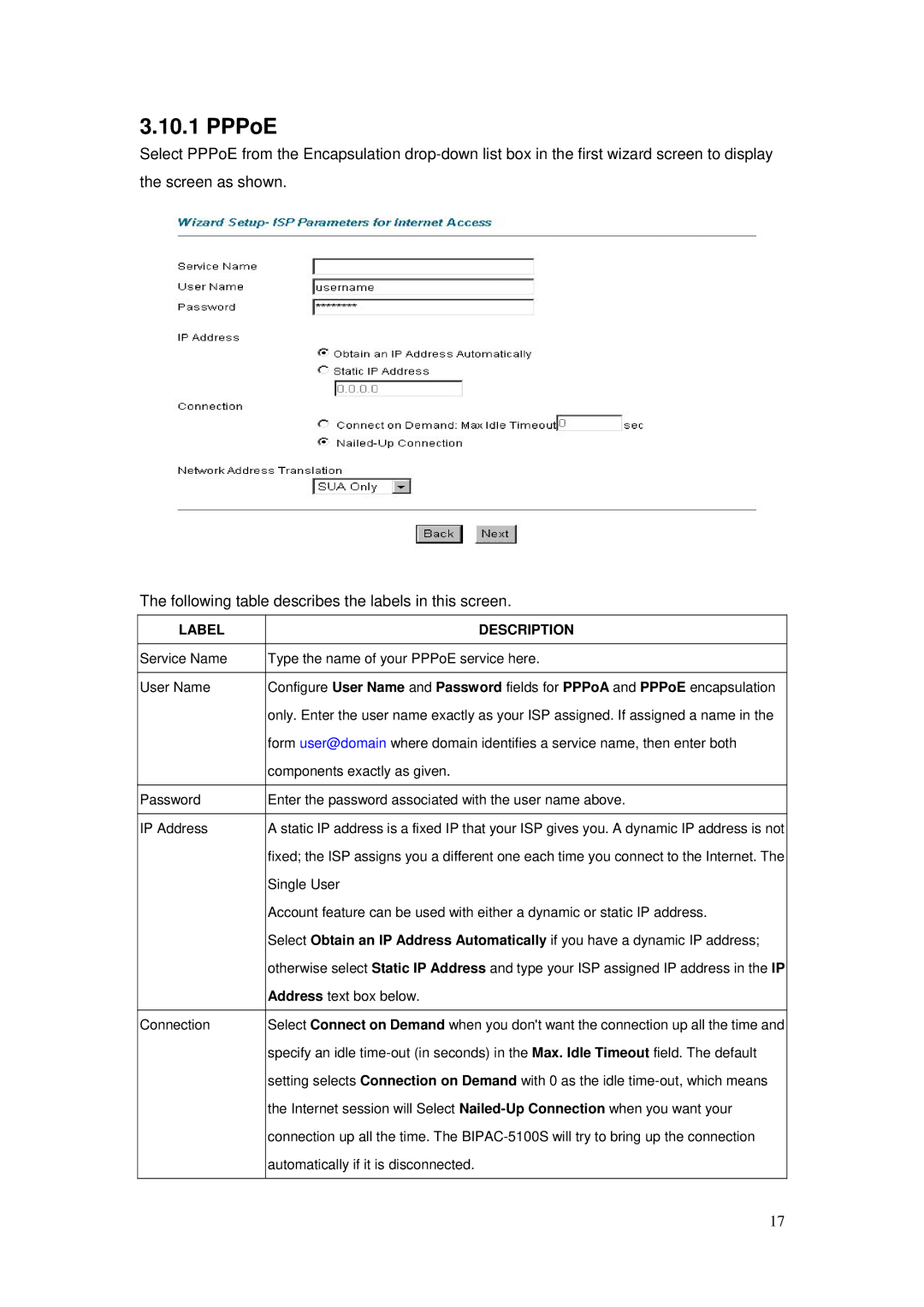 Billion Electric Company BIPAC-5100S user manual PPPoE 