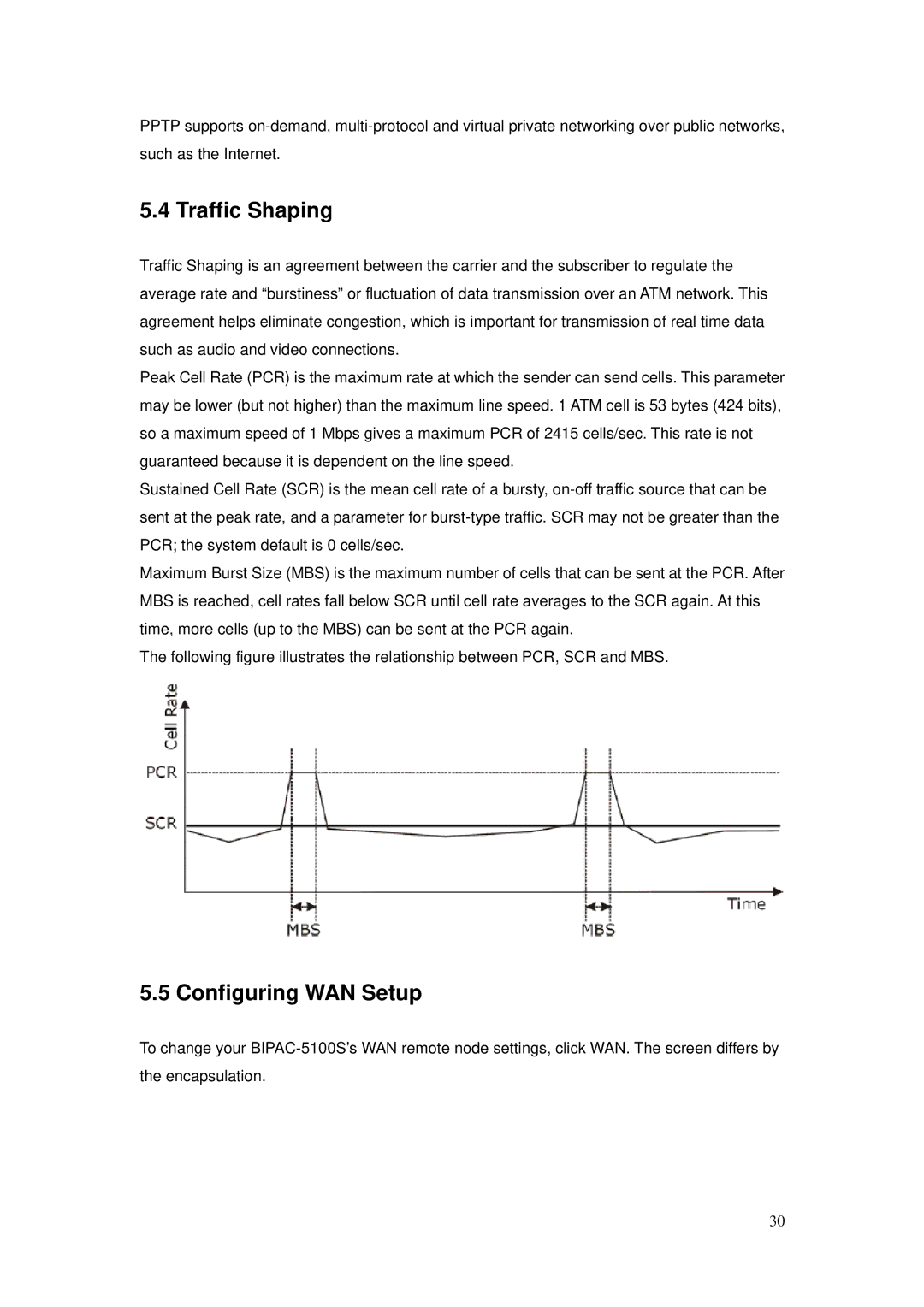 Billion Electric Company BIPAC-5100S user manual Traffic Shaping, Configuring WAN Setup 