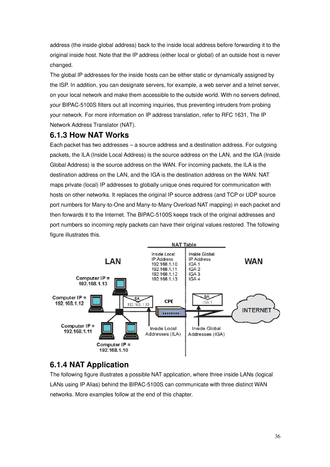 Billion Electric Company BIPAC-5100S user manual How NAT Works, NAT Application 