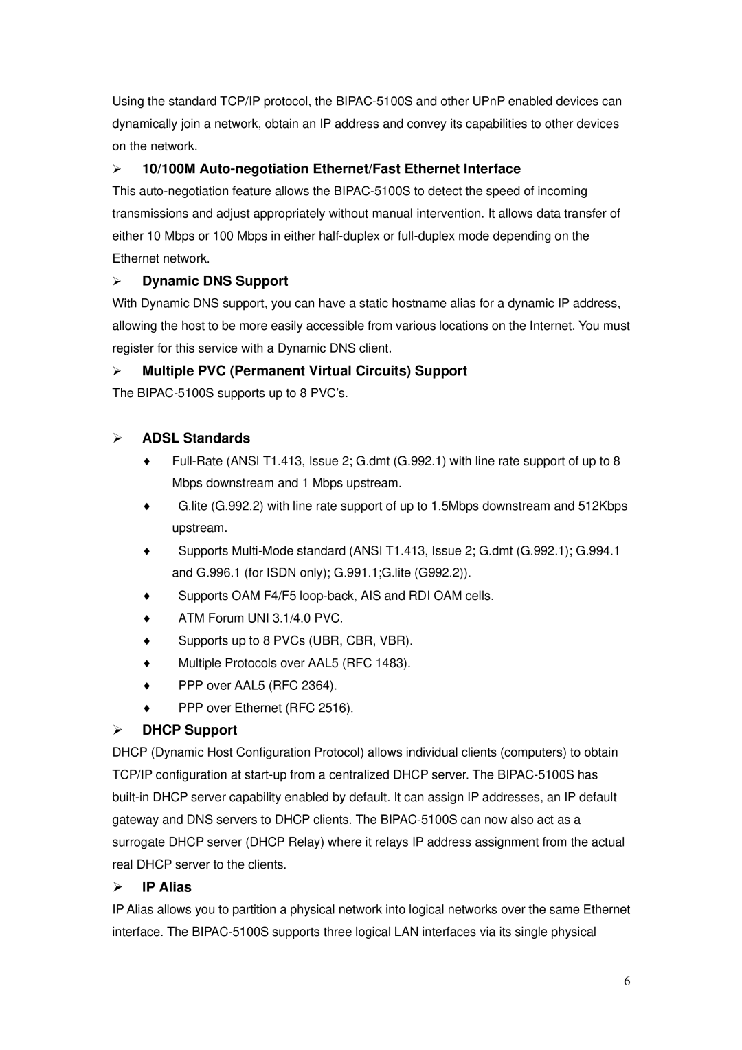 Billion Electric Company BIPAC-5100S user manual Multiple PVC Permanent Virtual Circuits Support 