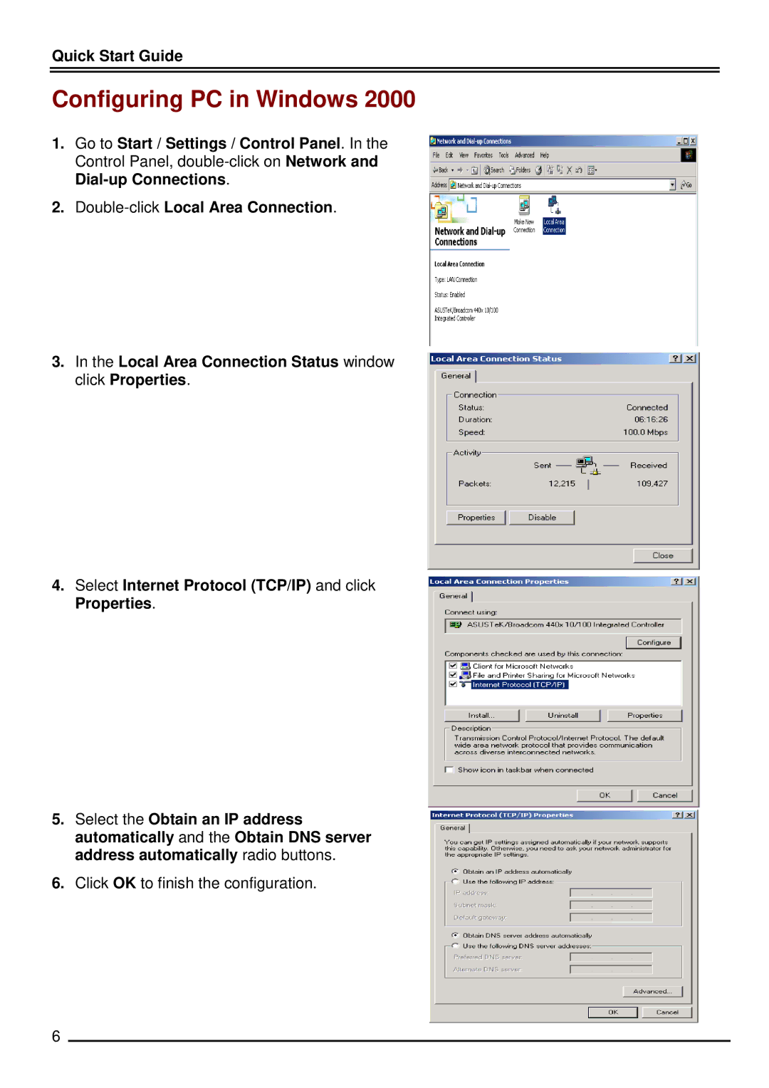 Billion Electric Company BiPAC 7402W quick start Configuring PC in Windows 