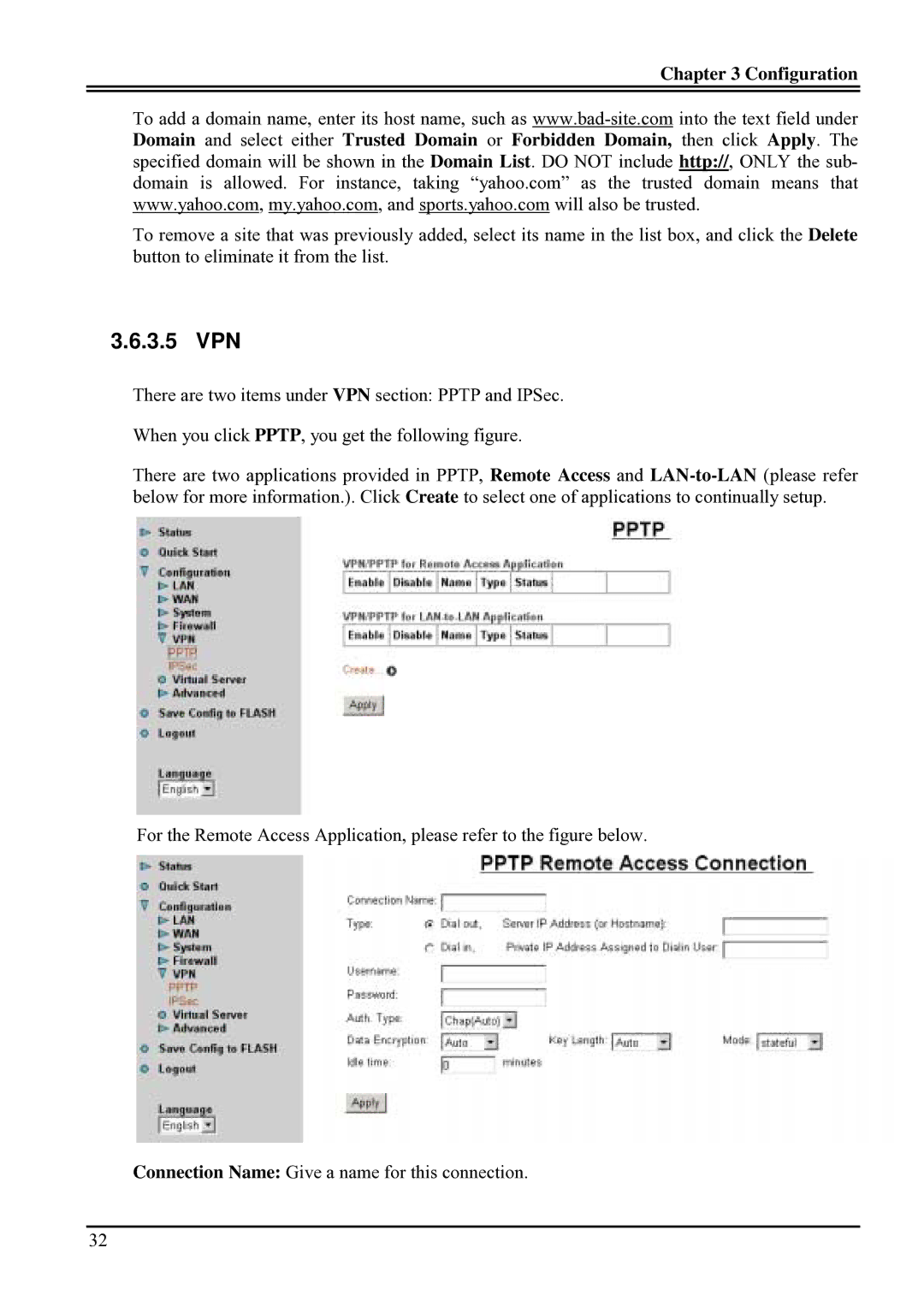 Billion Electric Company BIPAC-741 GE V2.0 user manual 3.5 VPN 