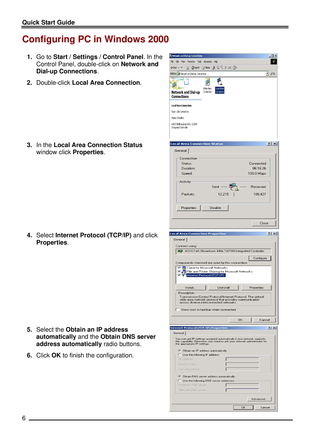 Billion Electric Company BIPAC 7500 quick start Configuring PC in Windows 