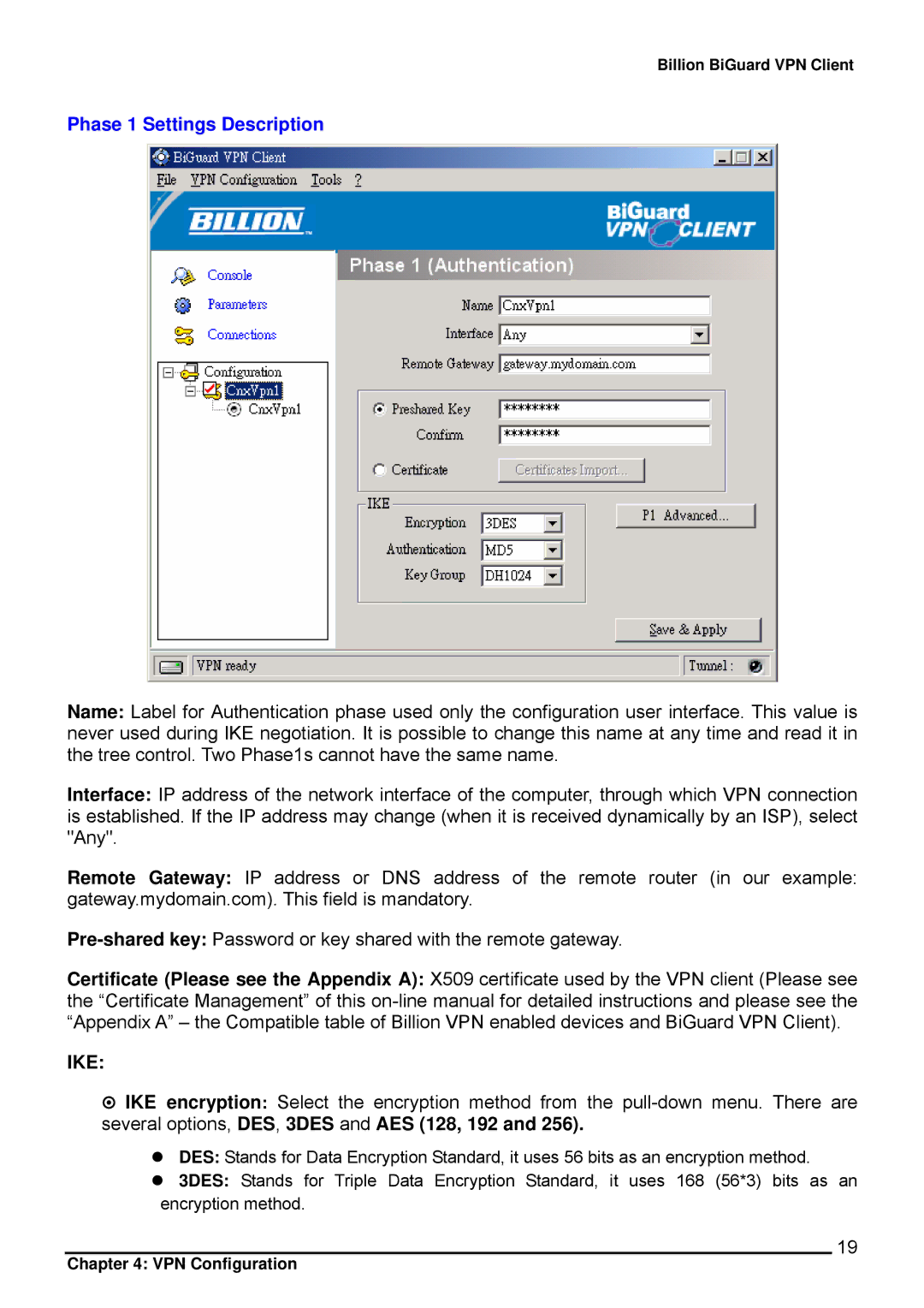 Billion Electric Company CO1 user manual Phase 1 Settings Description, Ike 