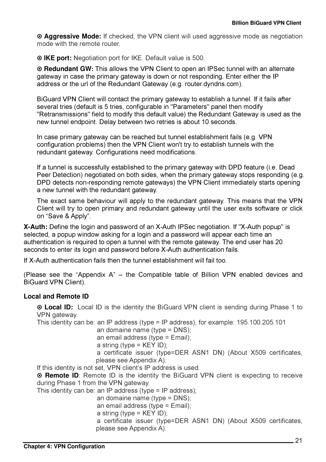 Billion Electric Company CO1 user manual Local and Remote ID 