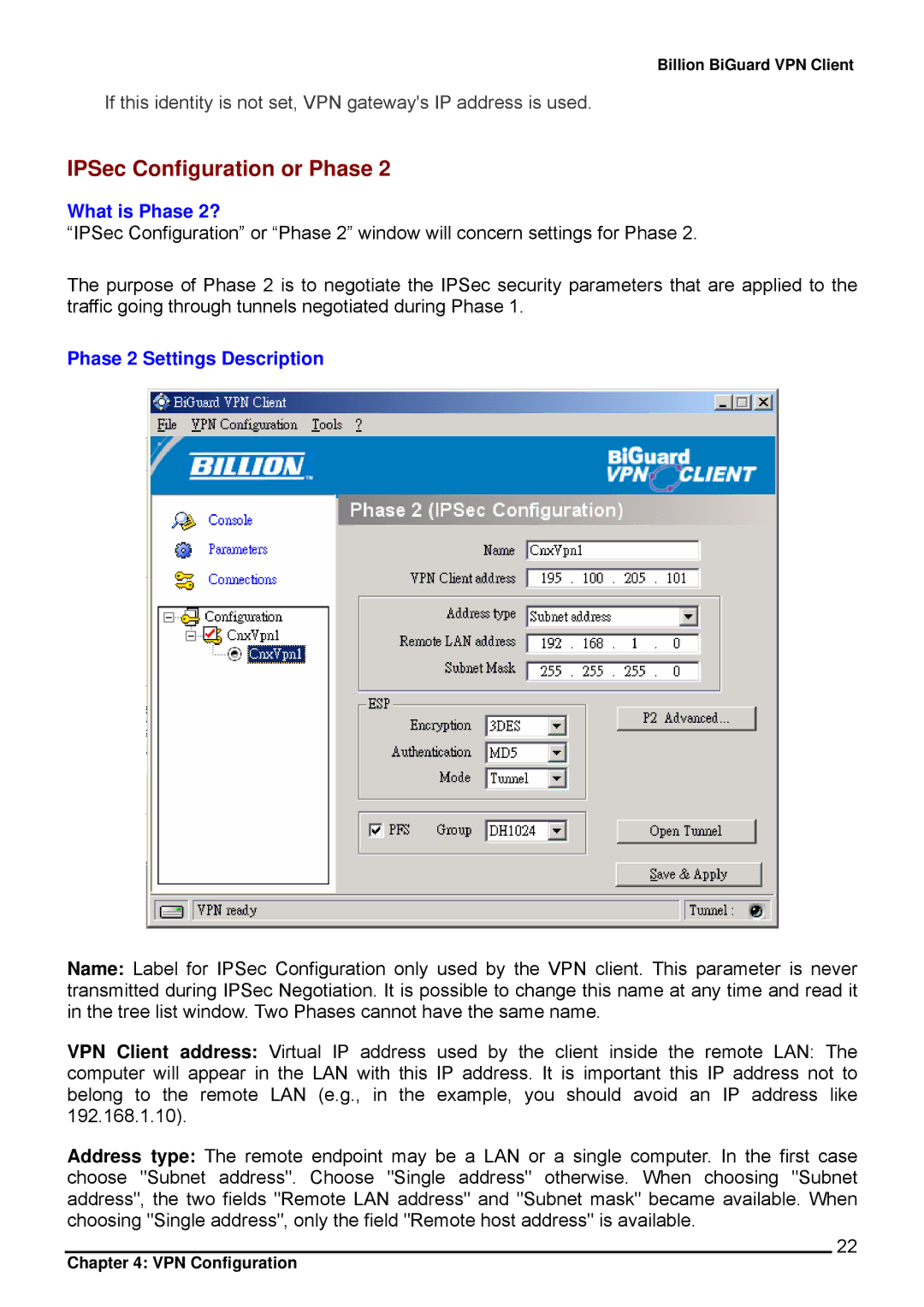 Billion Electric Company CO1 user manual IPSec Configuration or Phase, What is Phase 2?, Phase 2 Settings Description 