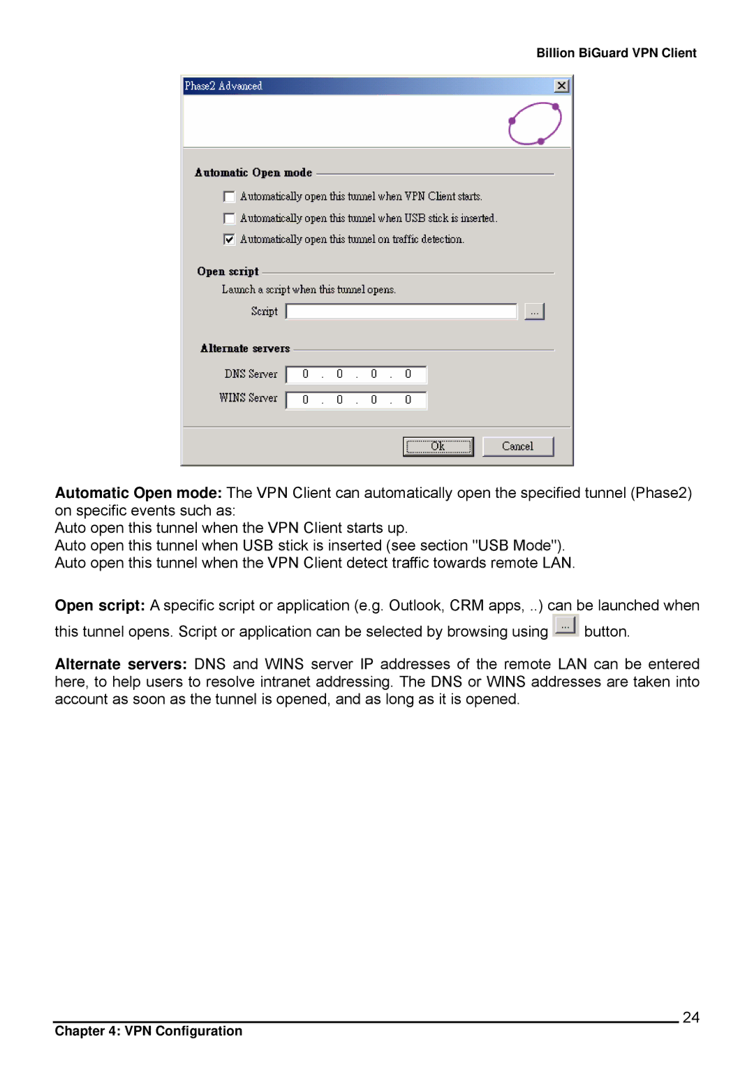 Billion Electric Company CO1 user manual VPN Configuration 