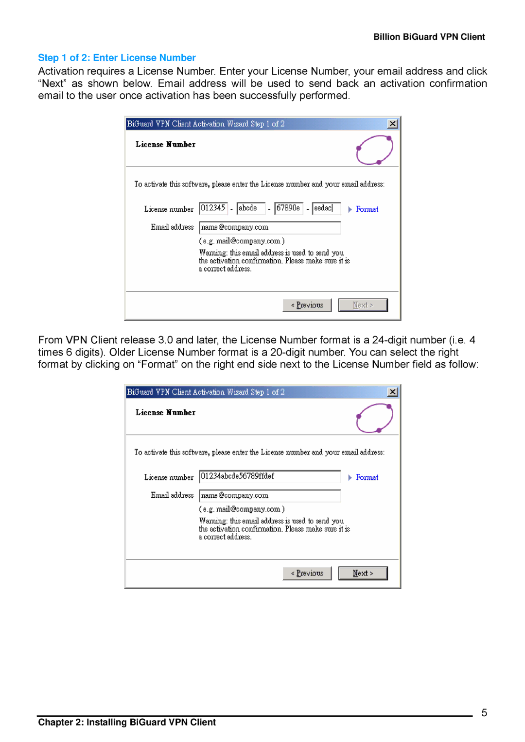 Billion Electric Company CO1 user manual Enter License Number 