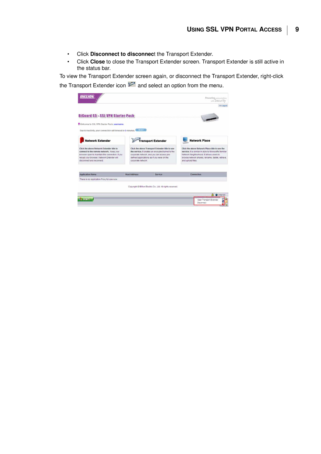 Billion Electric Company S5 manual Using SSL VPN Portal Access 