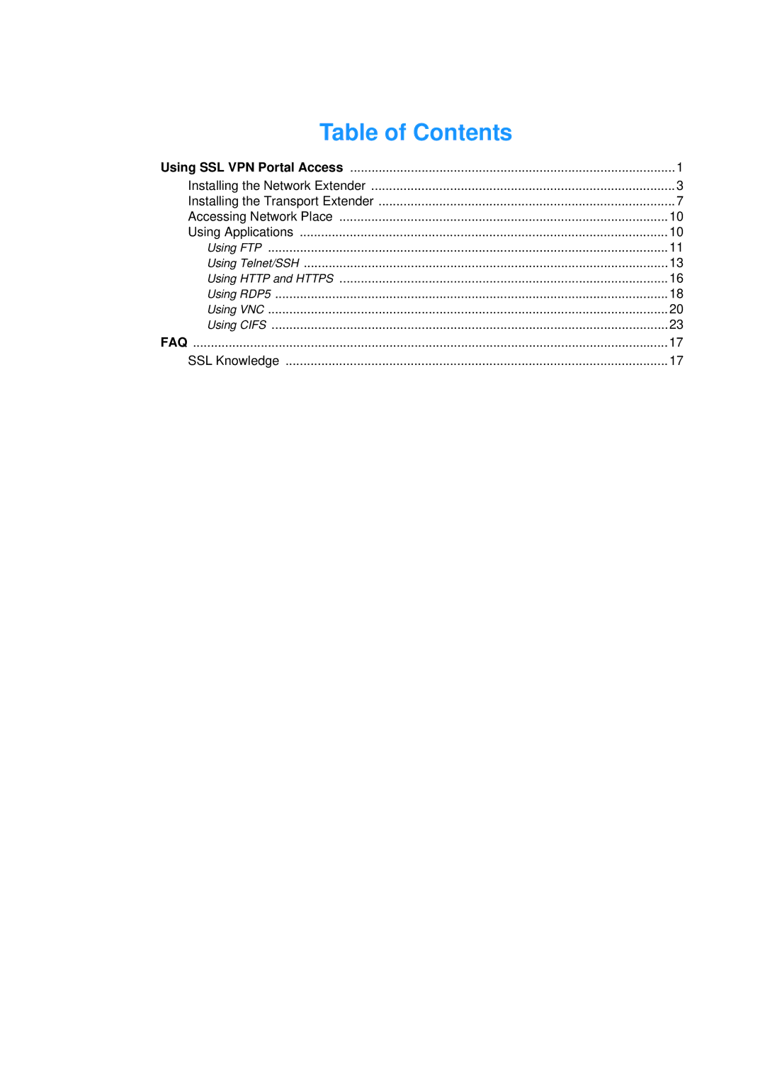 Billion Electric Company S5 manual Table of Contents 