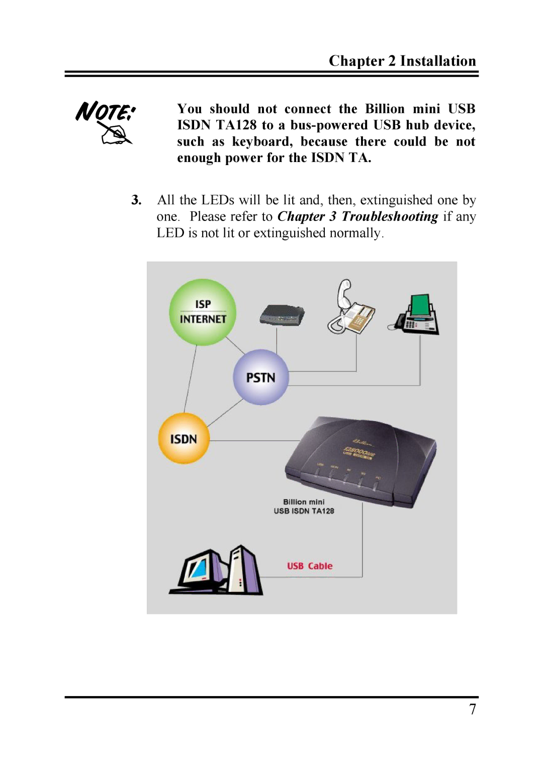 Billion Electric Company TA128 user manual Installation 