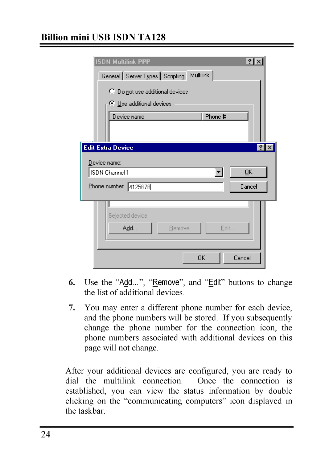 Billion Electric Company user manual Billion mini USB Isdn TA128 