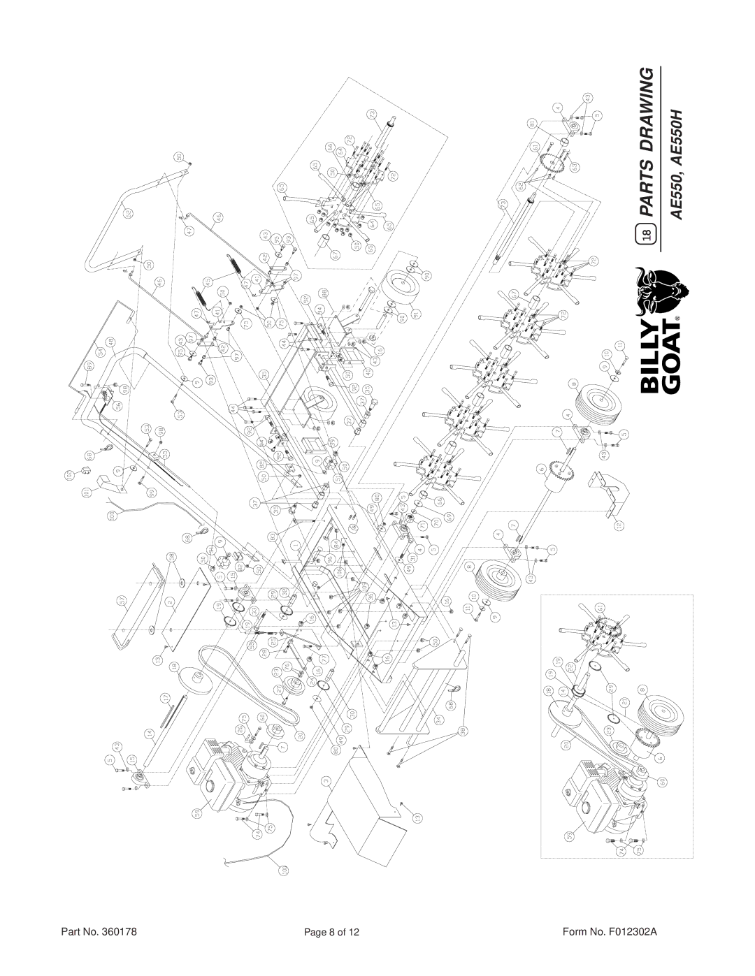 Billy Goat AE550H owner manual Parts Drawing 