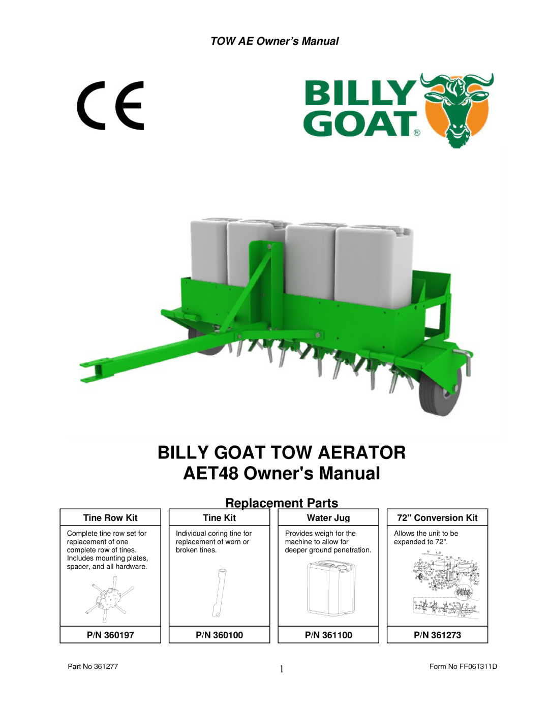 Billy Goat AET48 owner manual Billy Goat TOW Aerator 