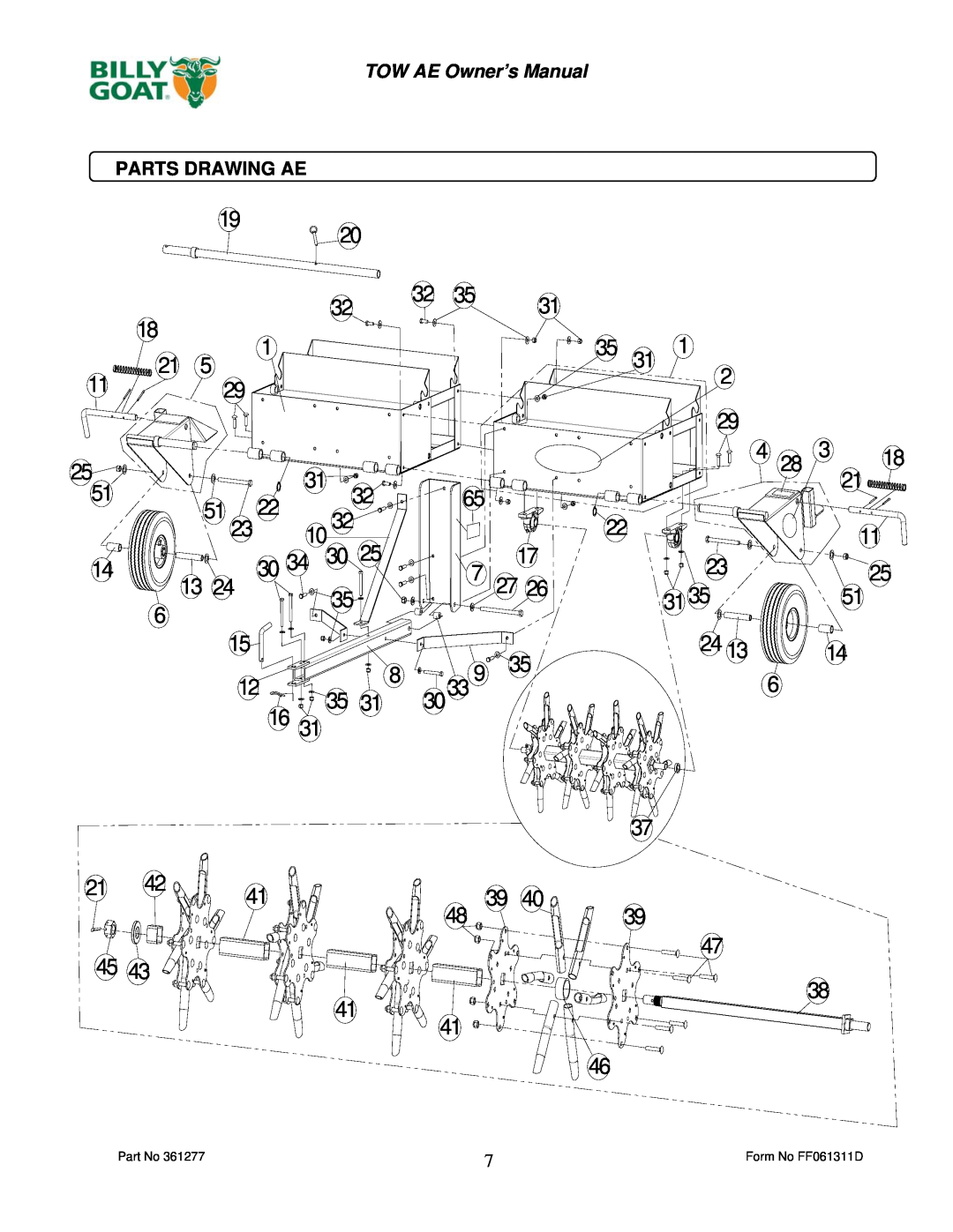 Billy Goat AET48 owner manual Parts Drawing Ae 