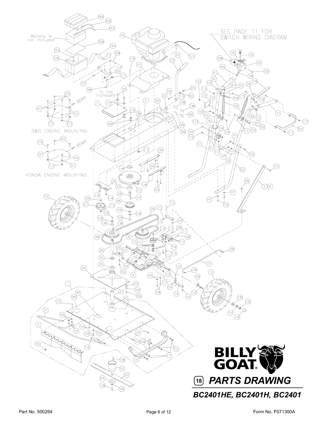 Billy Goat BC2401HE owner manual Parts Drawing 