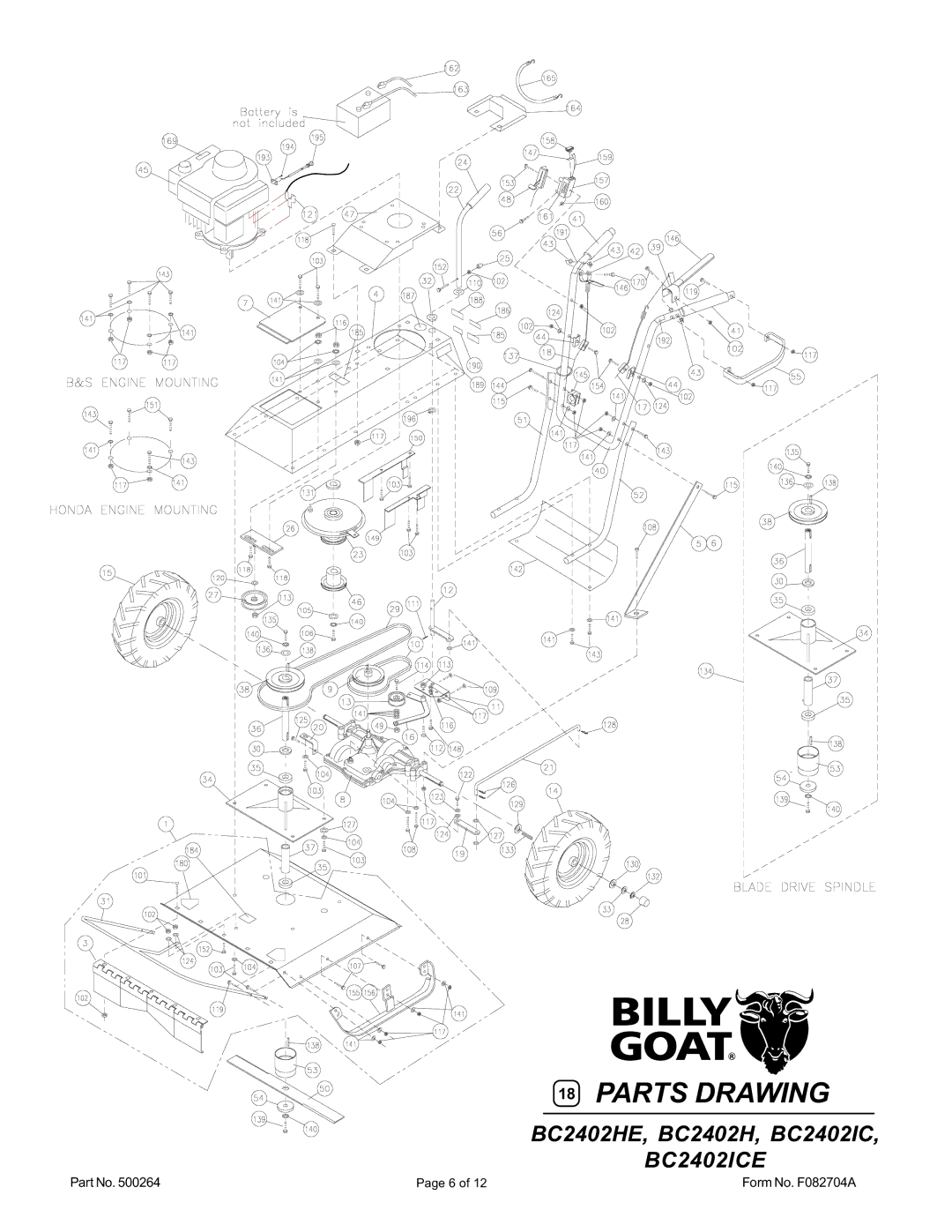 Billy Goat BC2401IC, BC2402H, BC2402HE, BC2402IC, BC2402H, BC2402HE, BC2402ICE owner manual Parts Drawing 