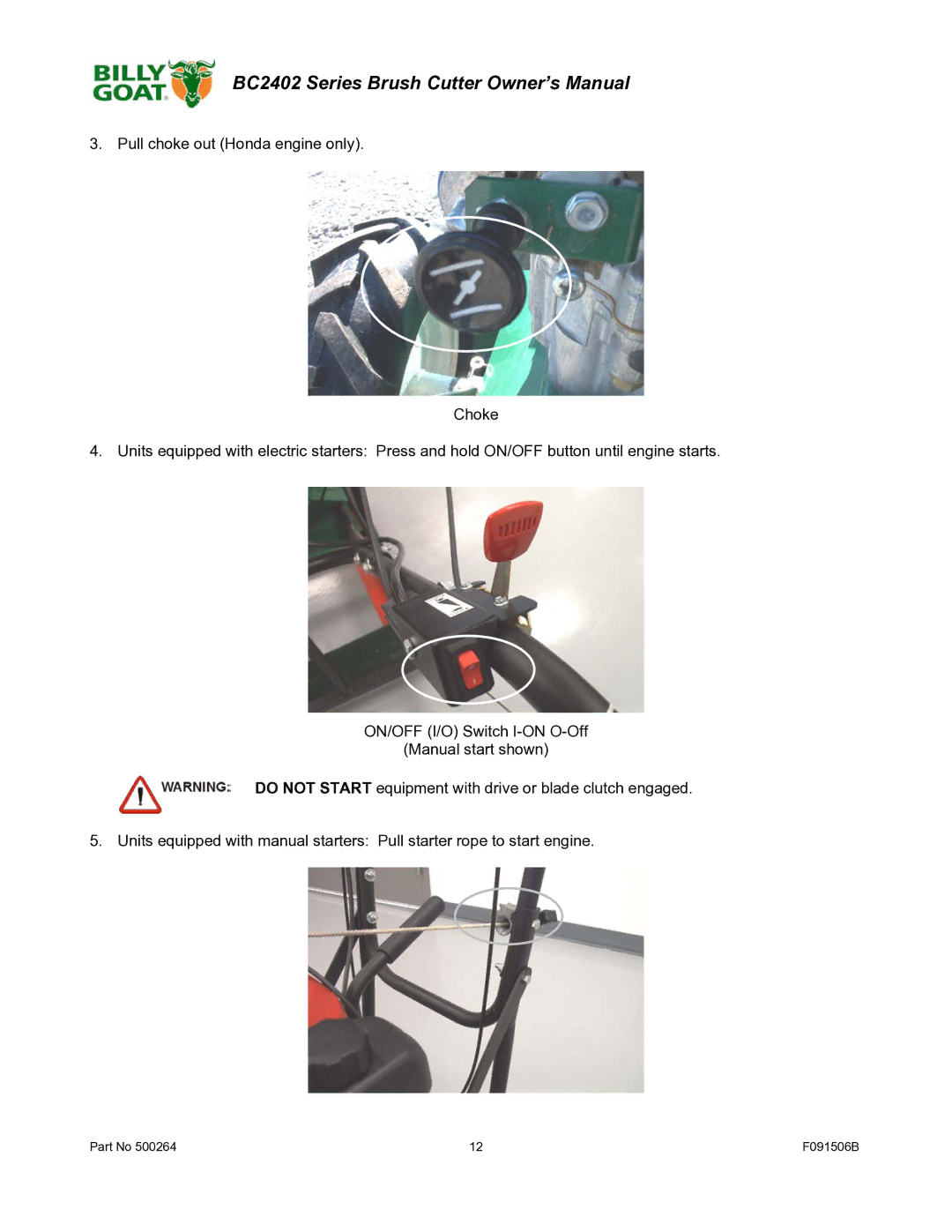 Billy Goat BC2402 owner manual F091506B 