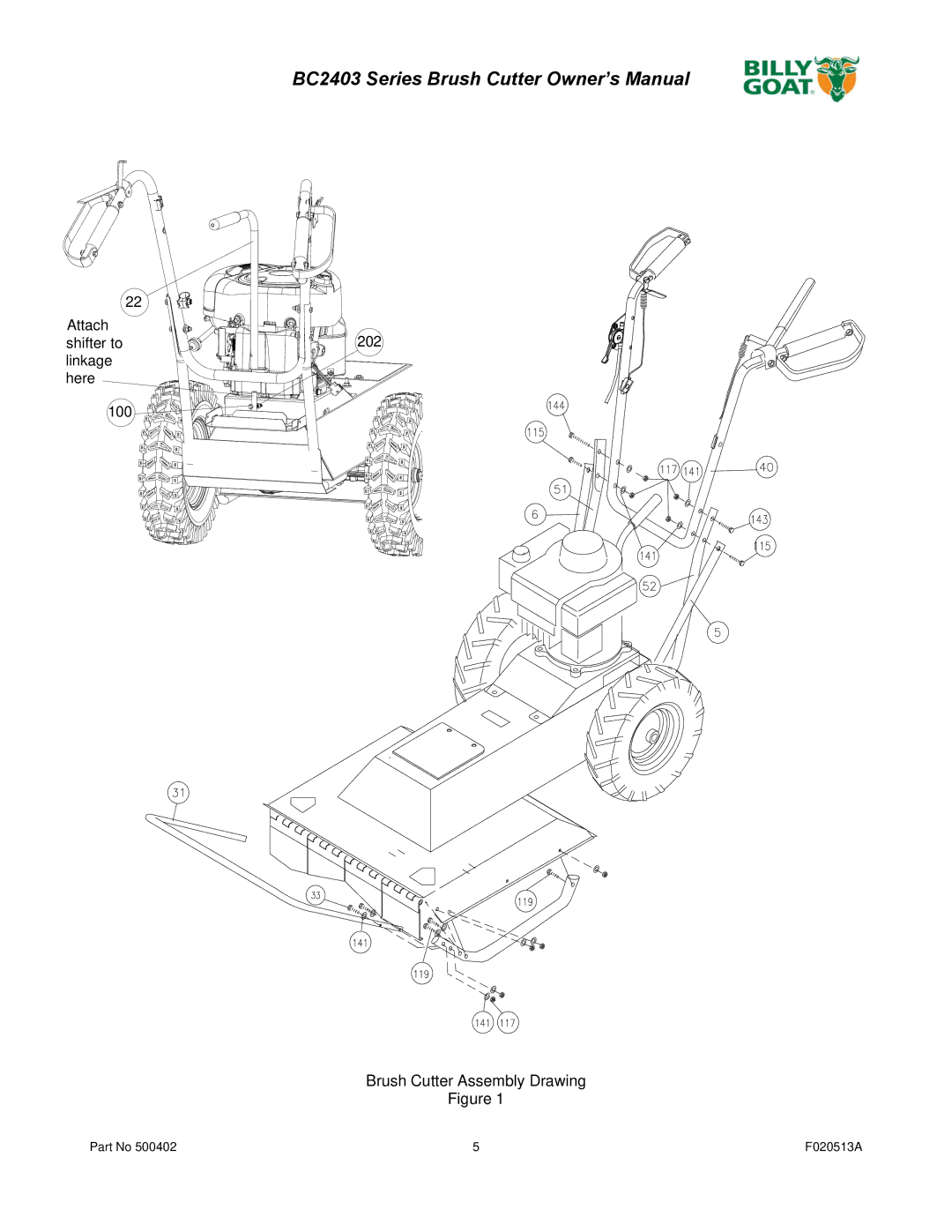 Billy Goat BC2403 owner manual F020513A 