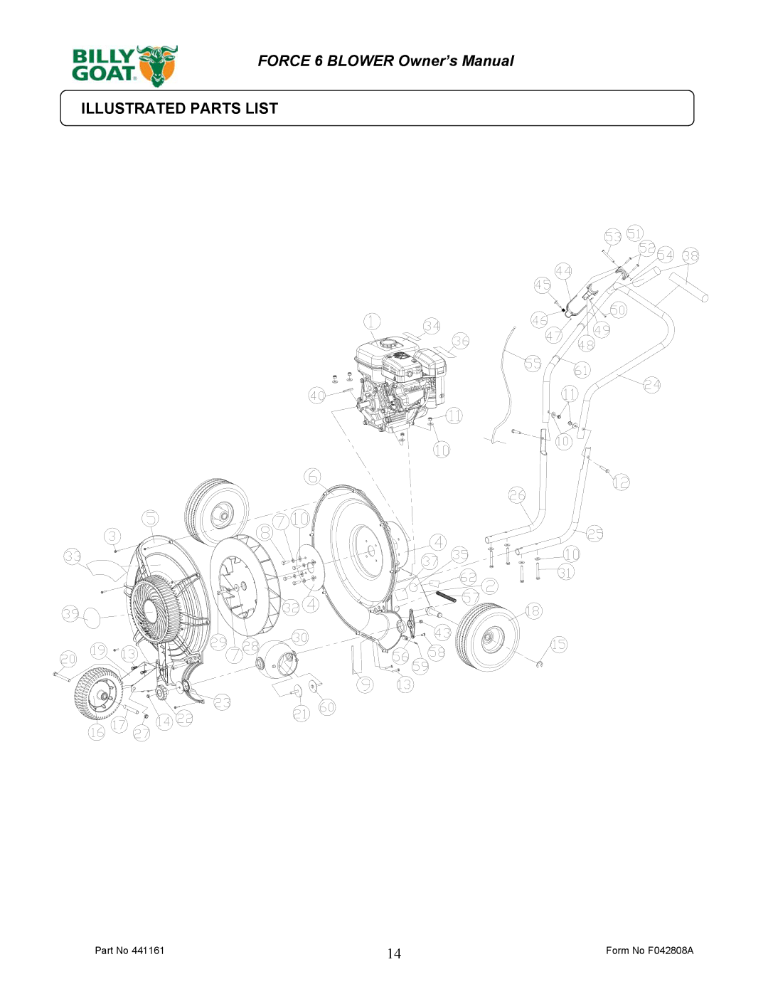 Billy Goat EX17D50012 owner manual Illustrated Parts List 