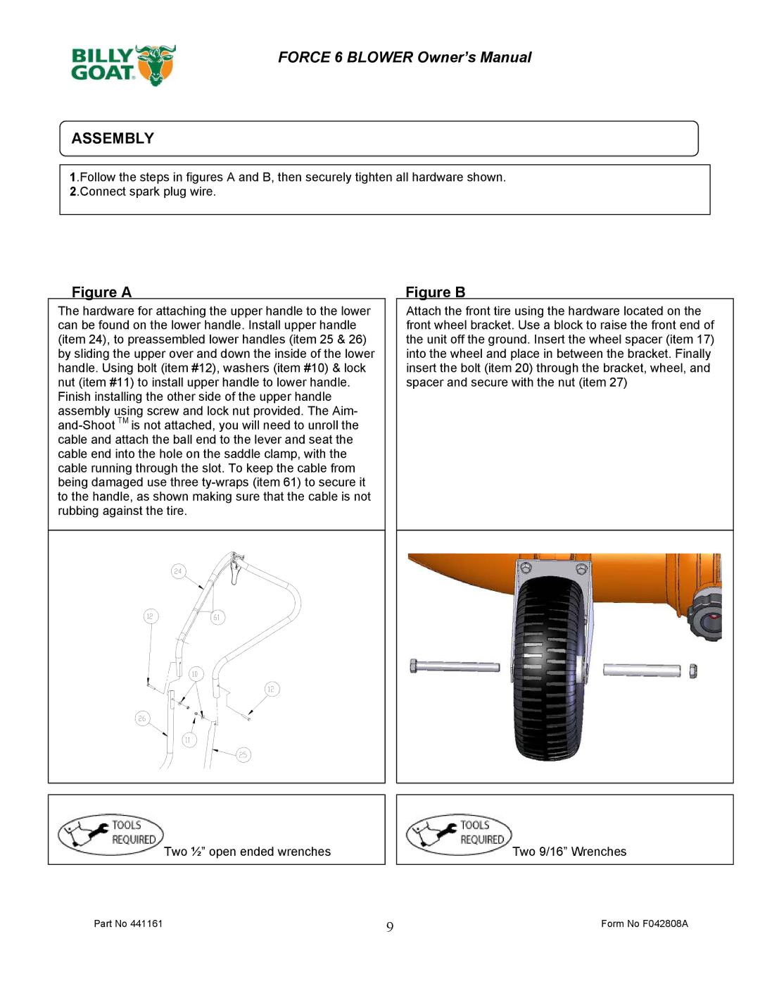 Billy Goat EX17D50012 owner manual Assembly, Figure a 