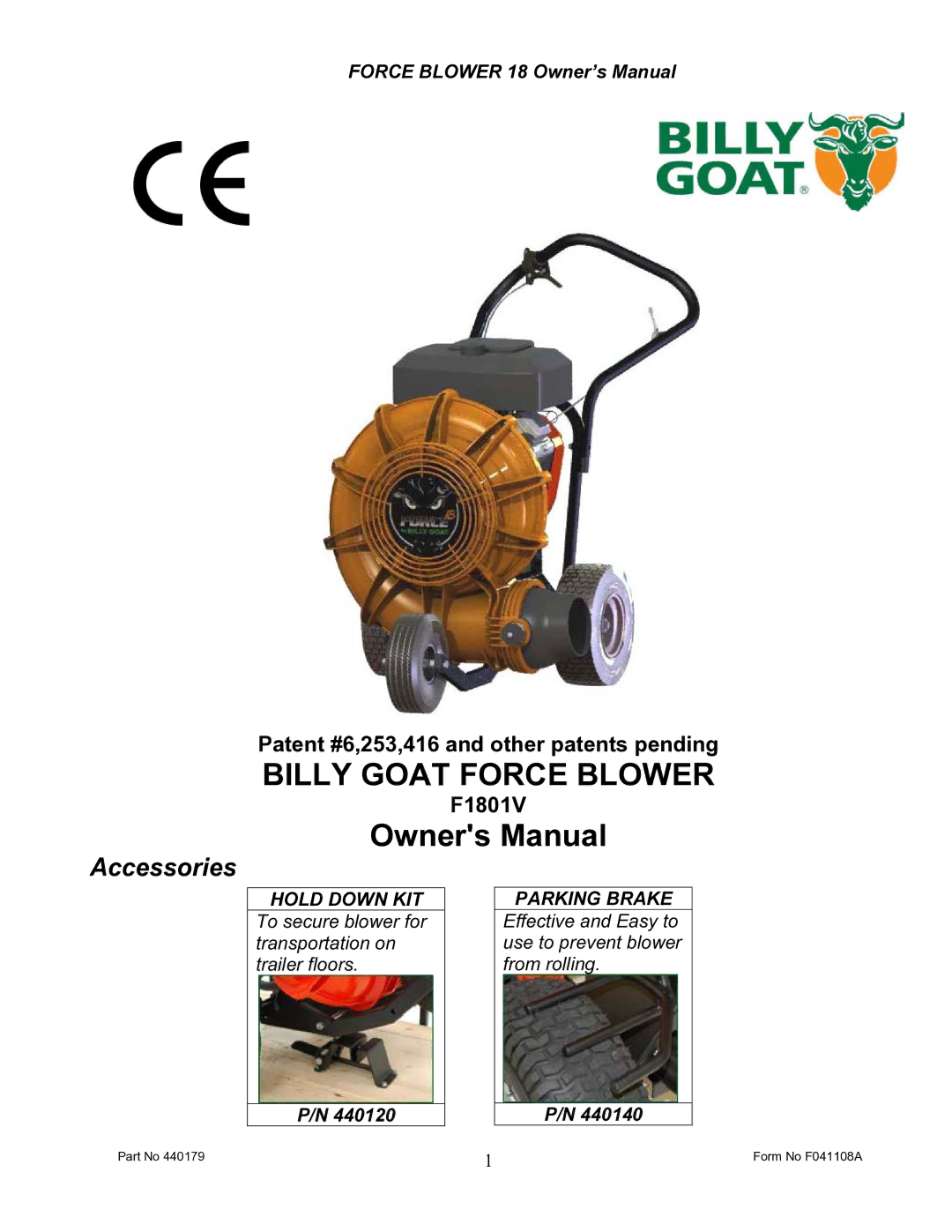 Billy Goat F1801V owner manual Billy Goat Force Blower 