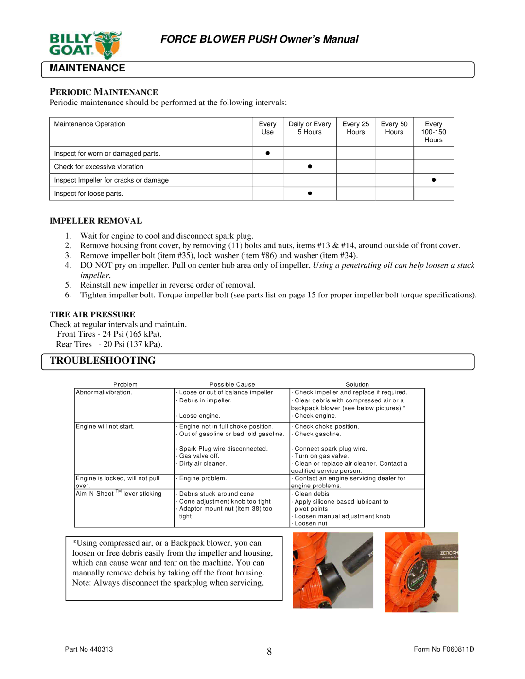 Billy Goat F902S, F1302H, F902H, F1802V owner manual Periodic Maintenance 