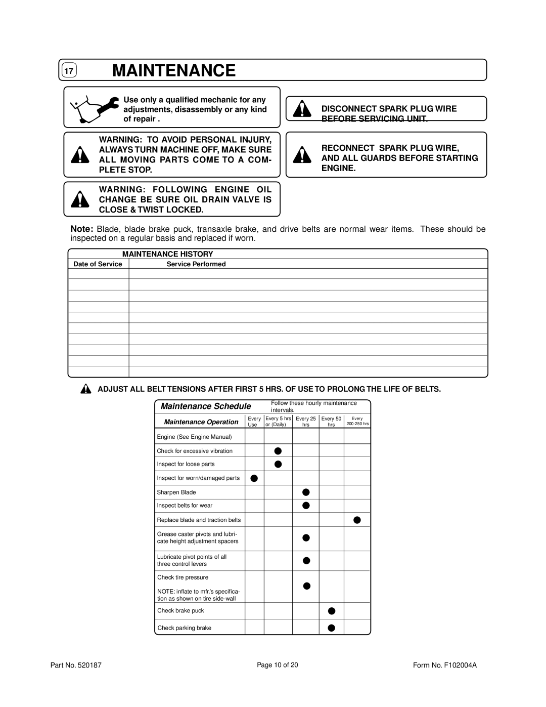 Billy Goat FM3301E owner manual Before Servicing Unit, Reconnect Spark Plug Wire, Always Turn Machine OFF, Make Sure 