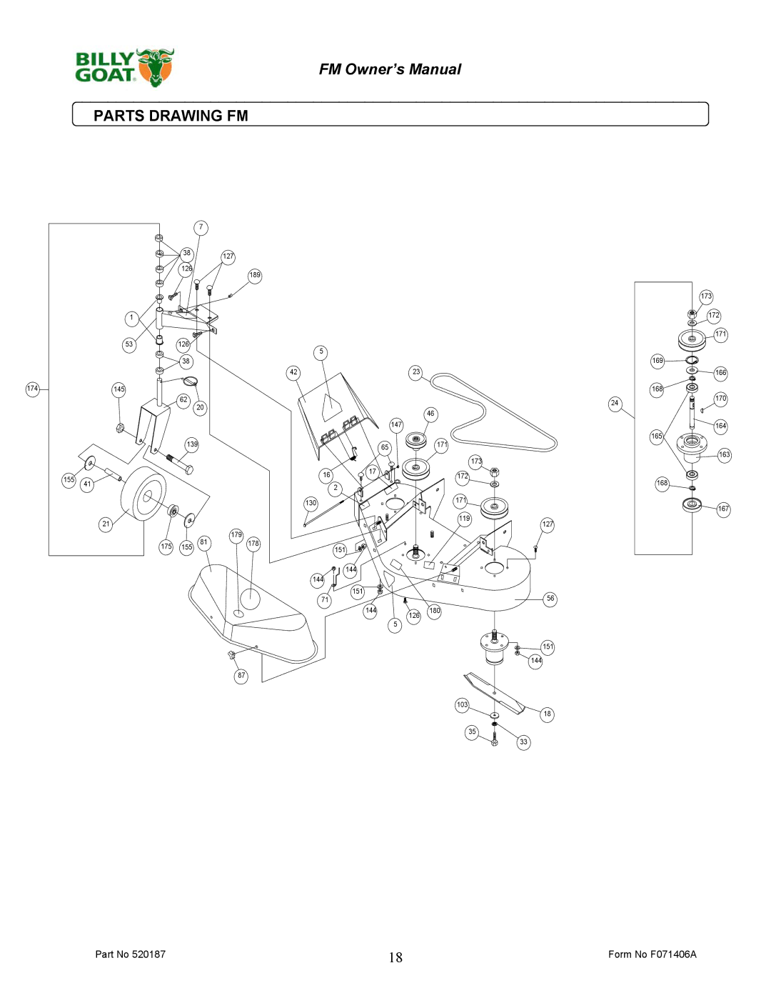 Billy Goat FM3301, FM3301E owner manual Parts Drawing FM 