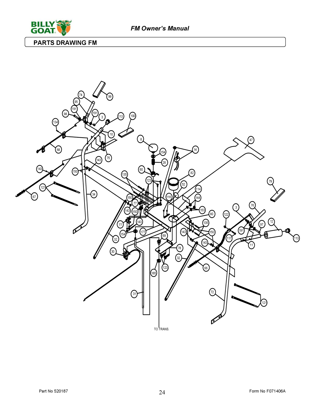 Billy Goat FM3301, FM3301E owner manual To Trans 