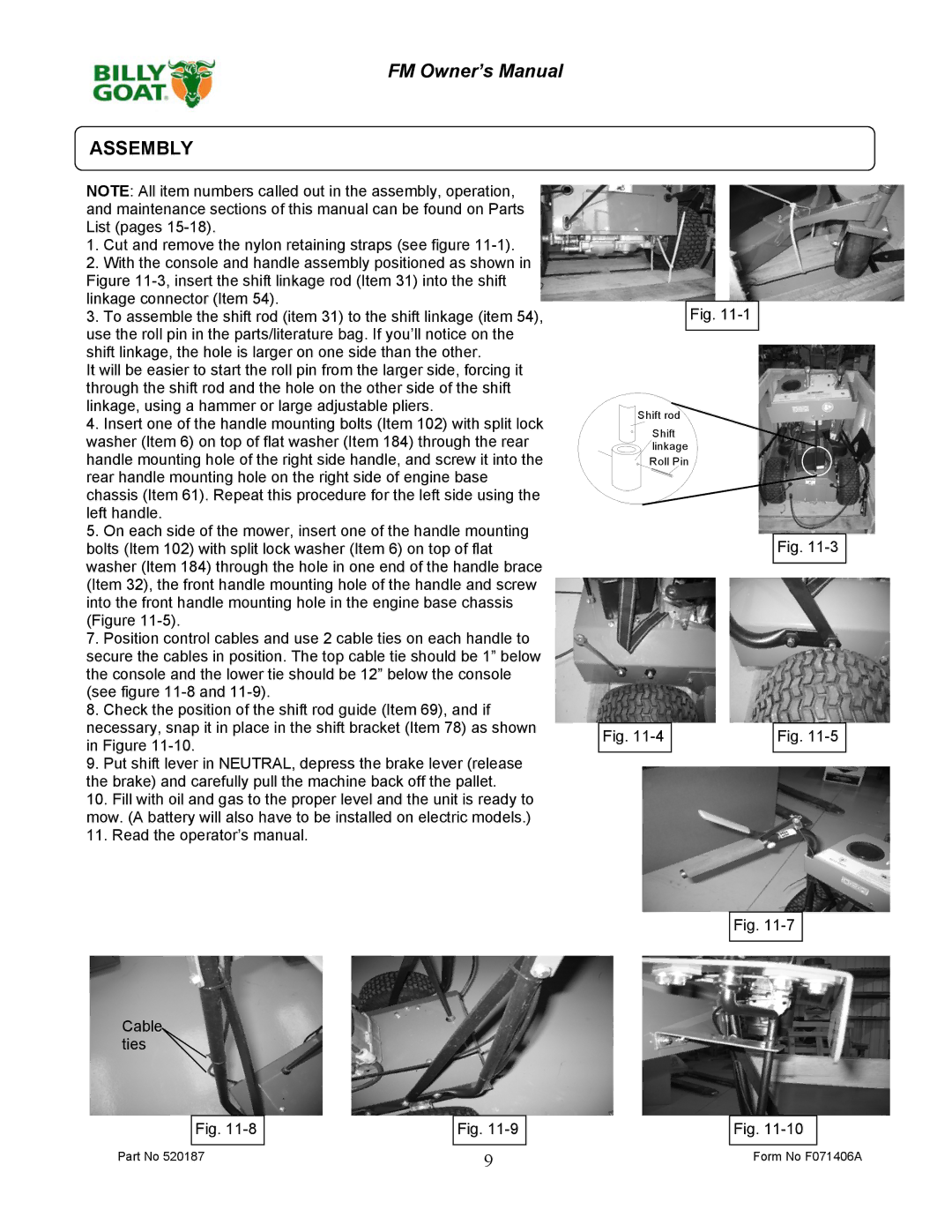 Billy Goat FM3301, FM3301E owner manual Assembly 