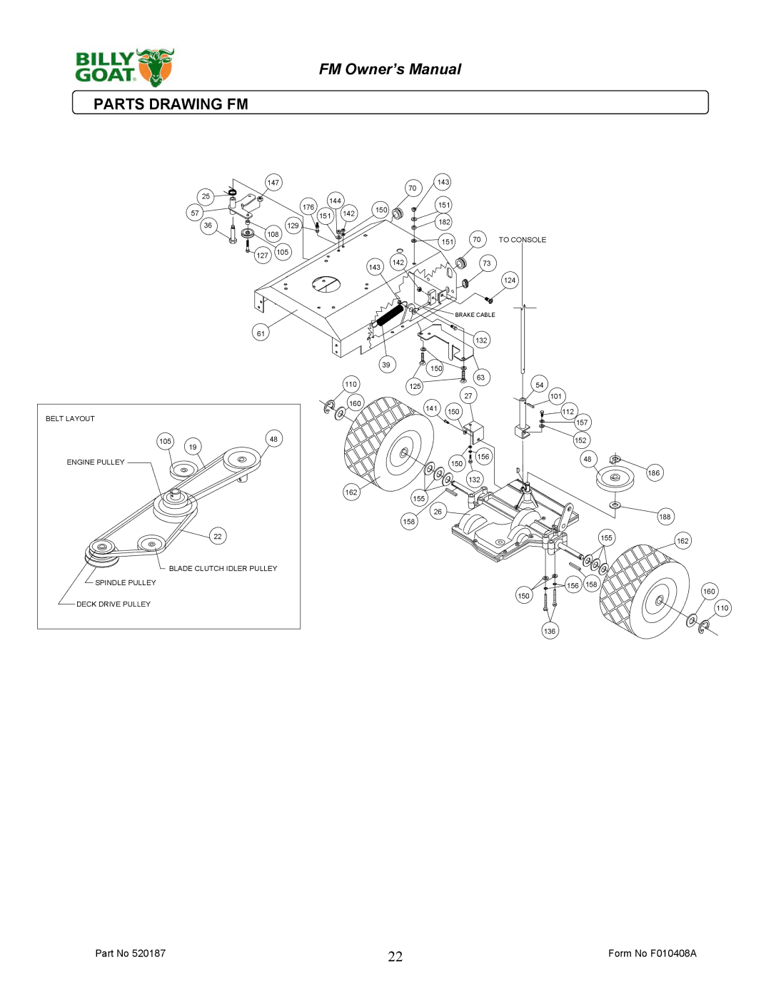 Billy Goat FM3301EB owner manual Belt Layout 