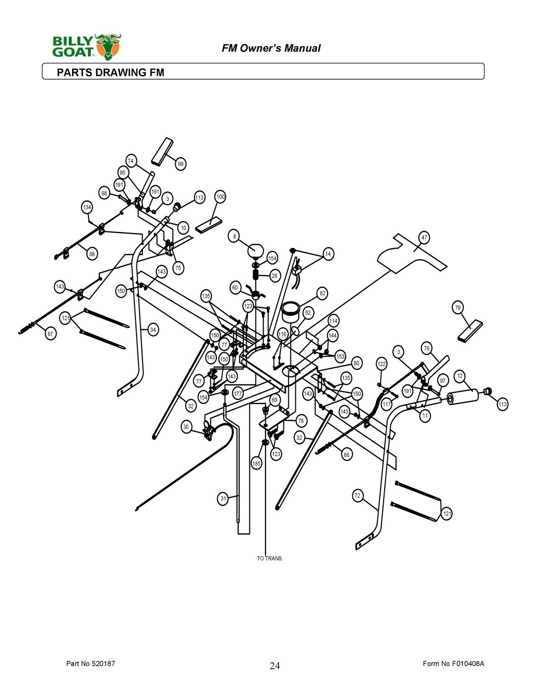 Billy Goat FM3301EB owner manual To Trans 