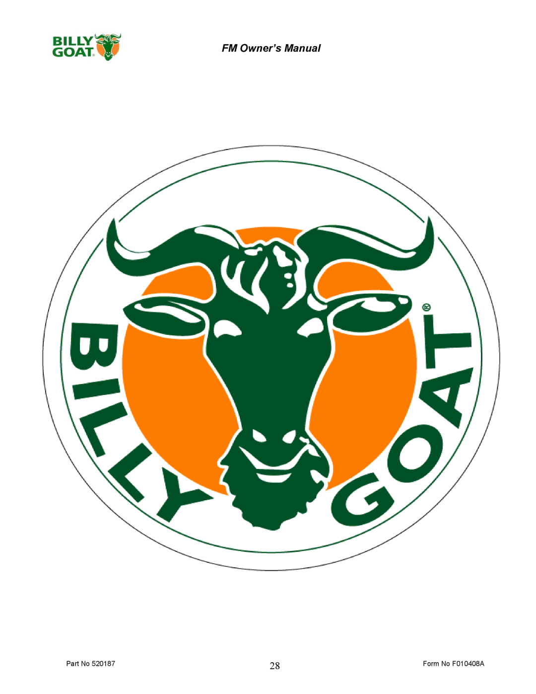 Billy Goat FM3301EB owner manual Form No F010408A 