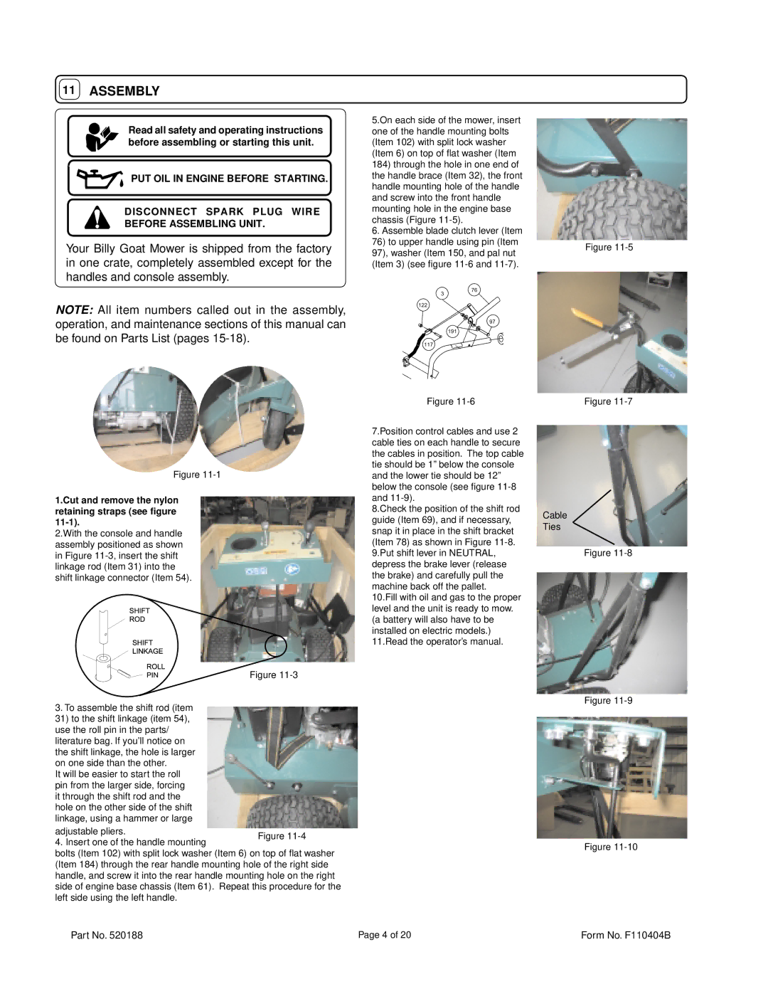 Billy Goat FM3301IN, FM3301INE owner manual Assembly 