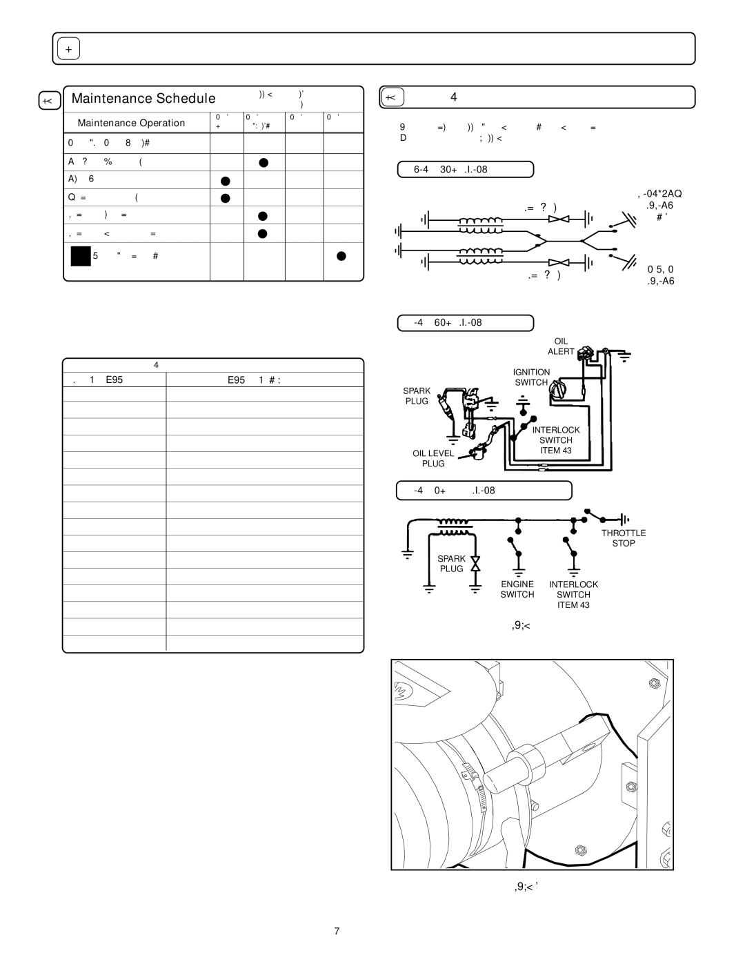 Billy Goat HTR1803VEU, TR1104EU, TR1304HEU Interlock System, Maintenance Operation, Date of Service Service Performed 