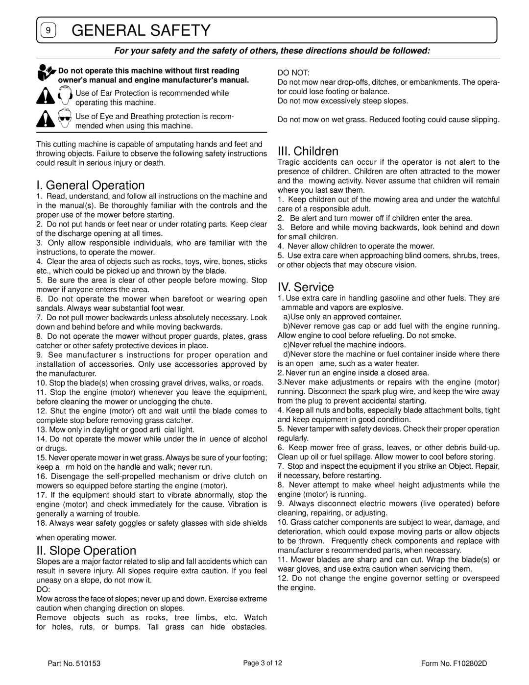 Billy Goat HW650SP owner manual General Safety 