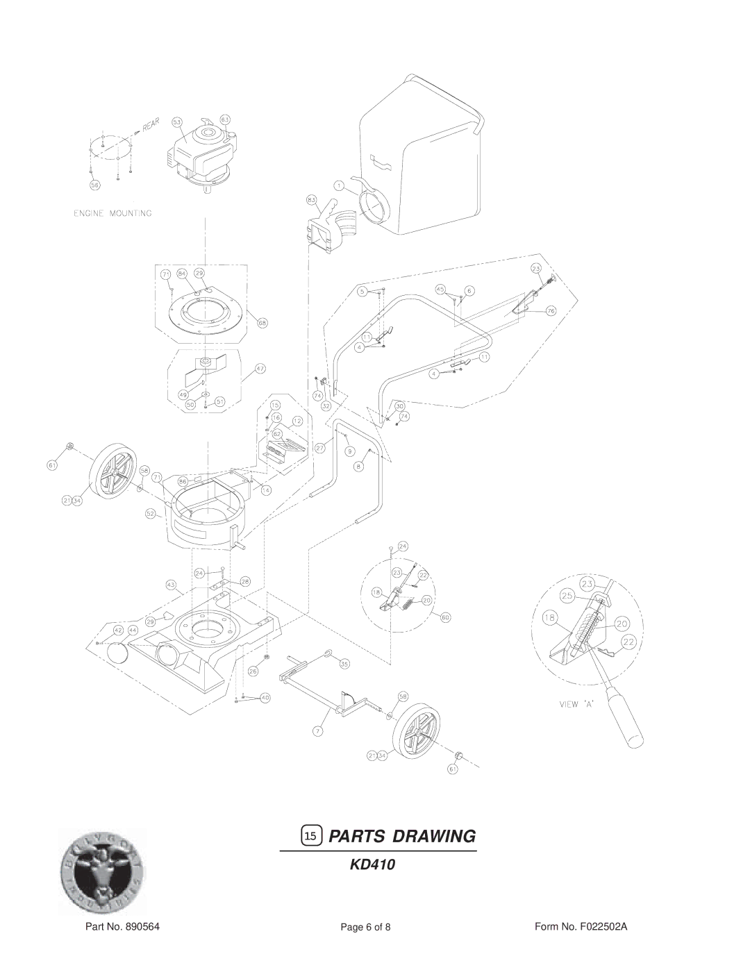 Billy Goat KD 410 specifications Parts Drawing 