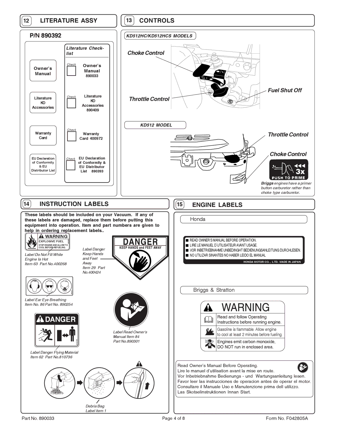 Billy Goat KD512, KD512HC, KD512HCS specifications KD512 Model, Lire LE Manuel D Utilisateur Avant Usage 