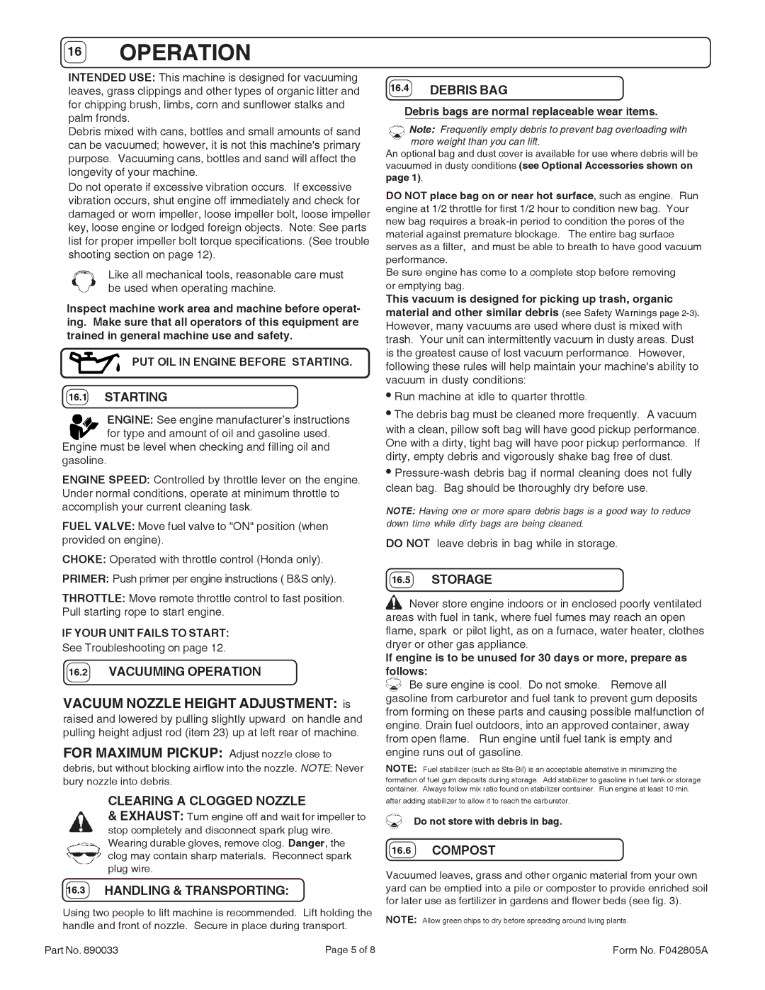 Billy Goat KD512, KD512HC, KD512HCS specifications Operation 