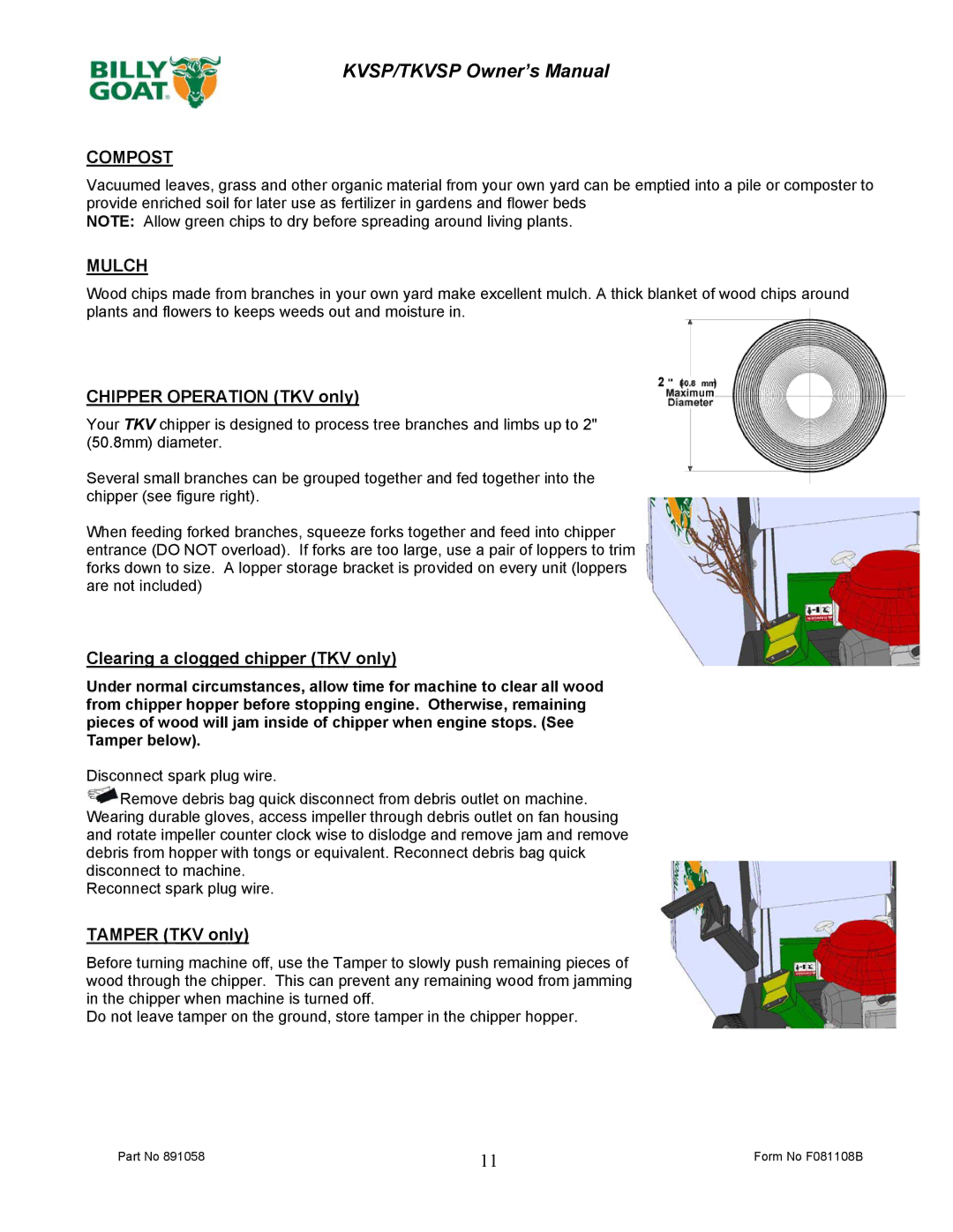 Billy Goat KV600SP owner manual Compost, Mulch 