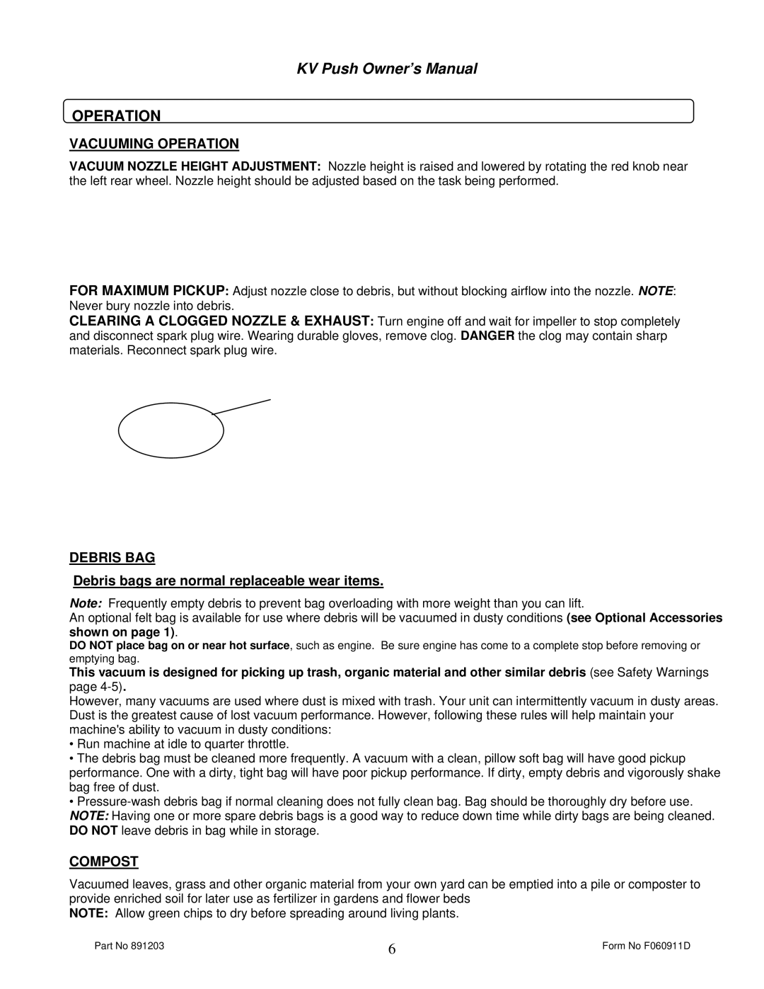 Billy Goat KV650HFB, KV600FB owner manual Vacuuming Operation 