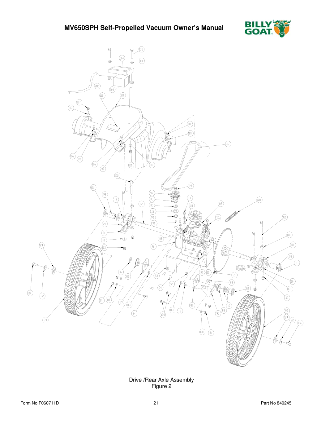 Billy Goat MV600SPE owner manual Drive /Rear Axle Assembly 