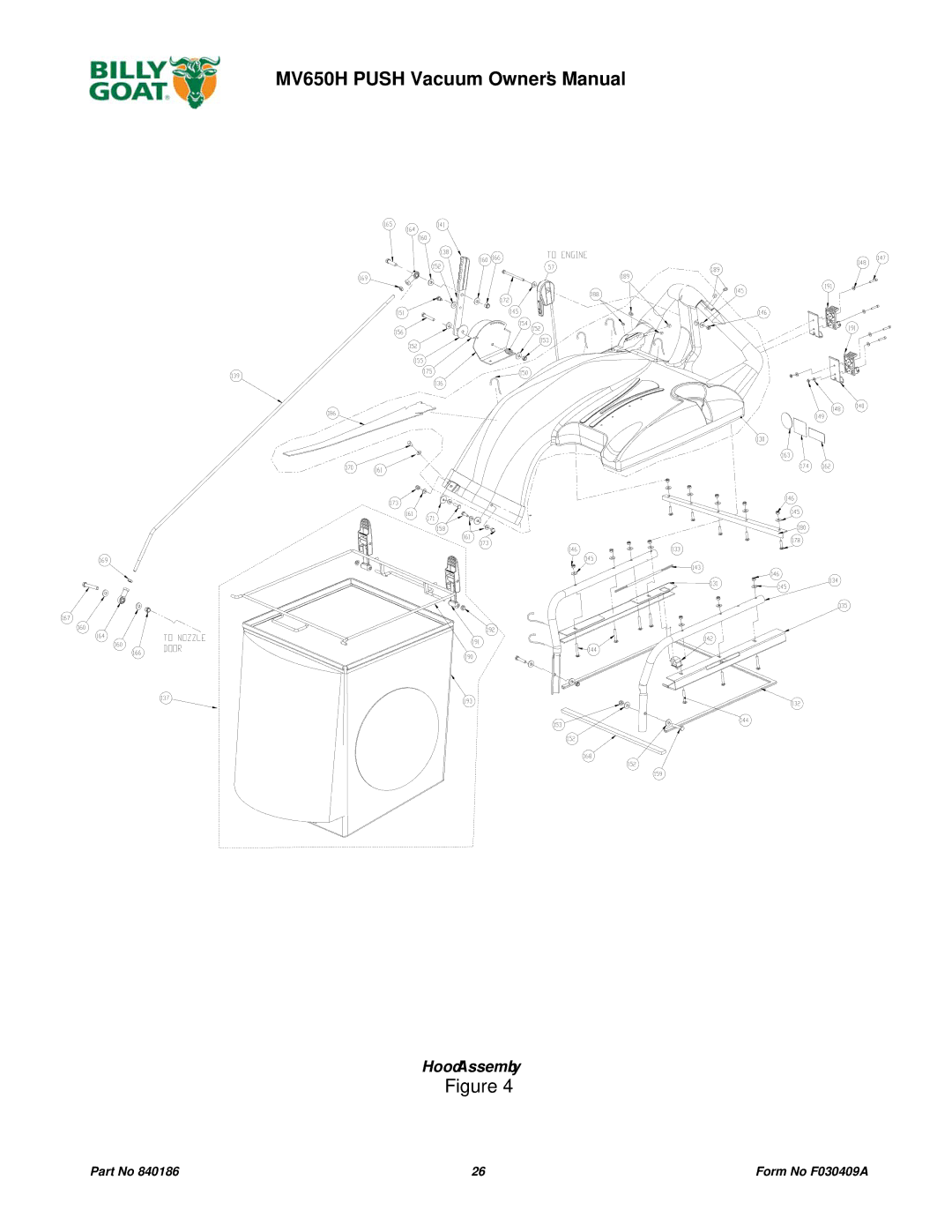 Billy Goat MV650H owner manual Hood Assembly 