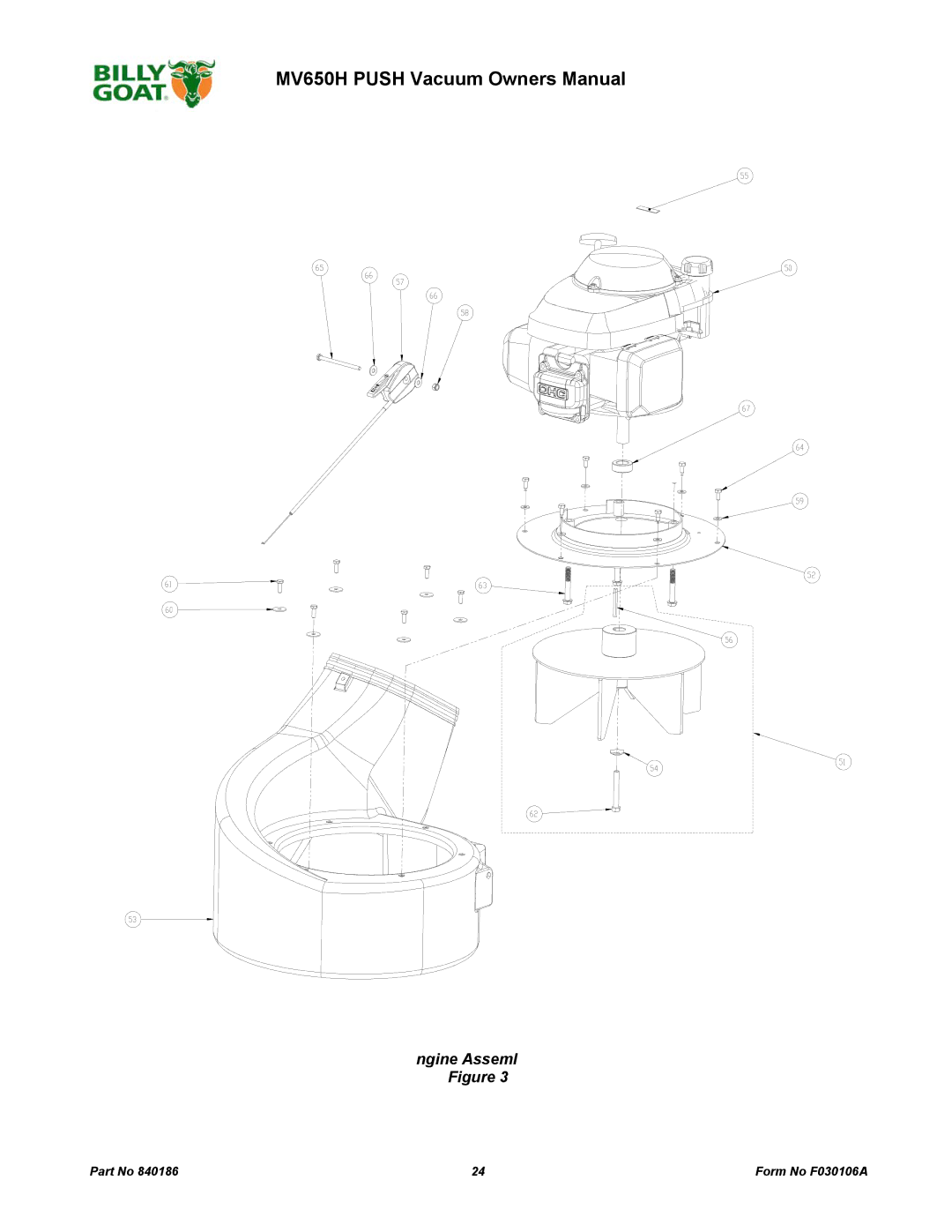 Billy Goat MV650H owner manual Engine Assembly 