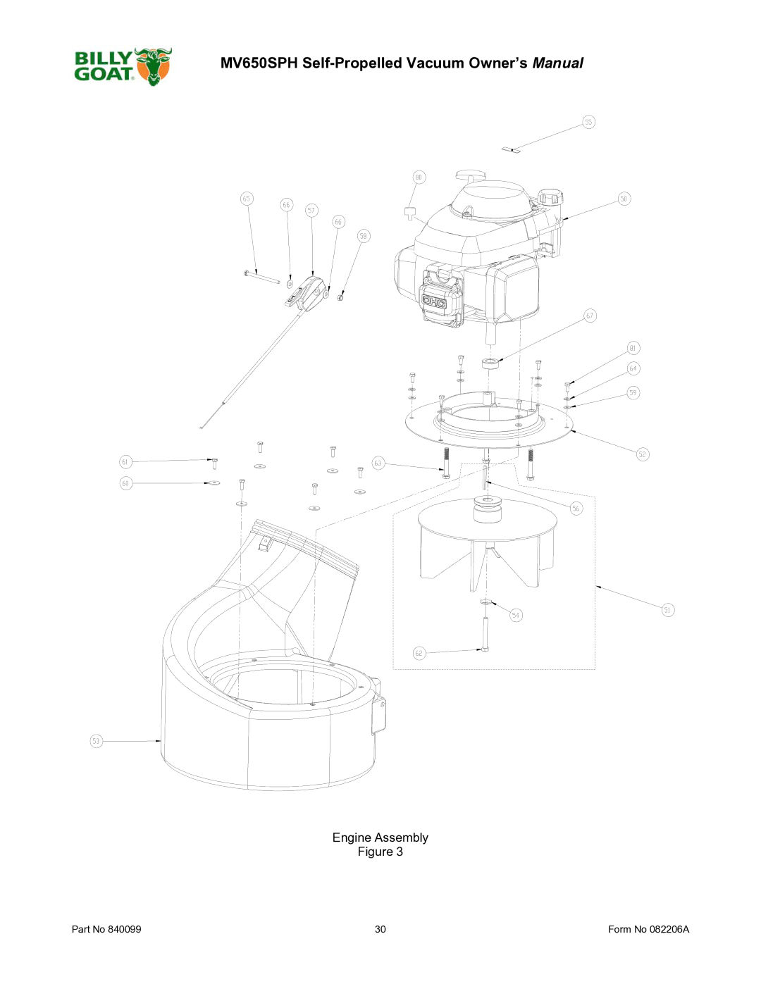 Billy Goat MV650SPH owner manual Engine Assembly 