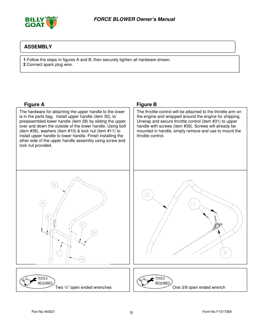 Billy Goat P / N 440140, P / N 440120 owner manual Assembly, Figure a 