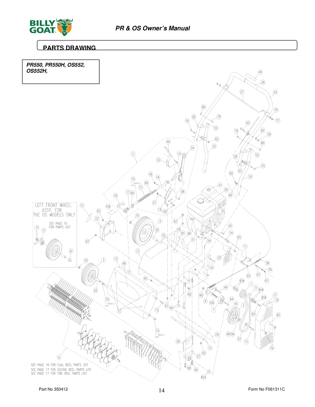 Billy Goat owner manual PR550, PR550H, OS552 OS552H 