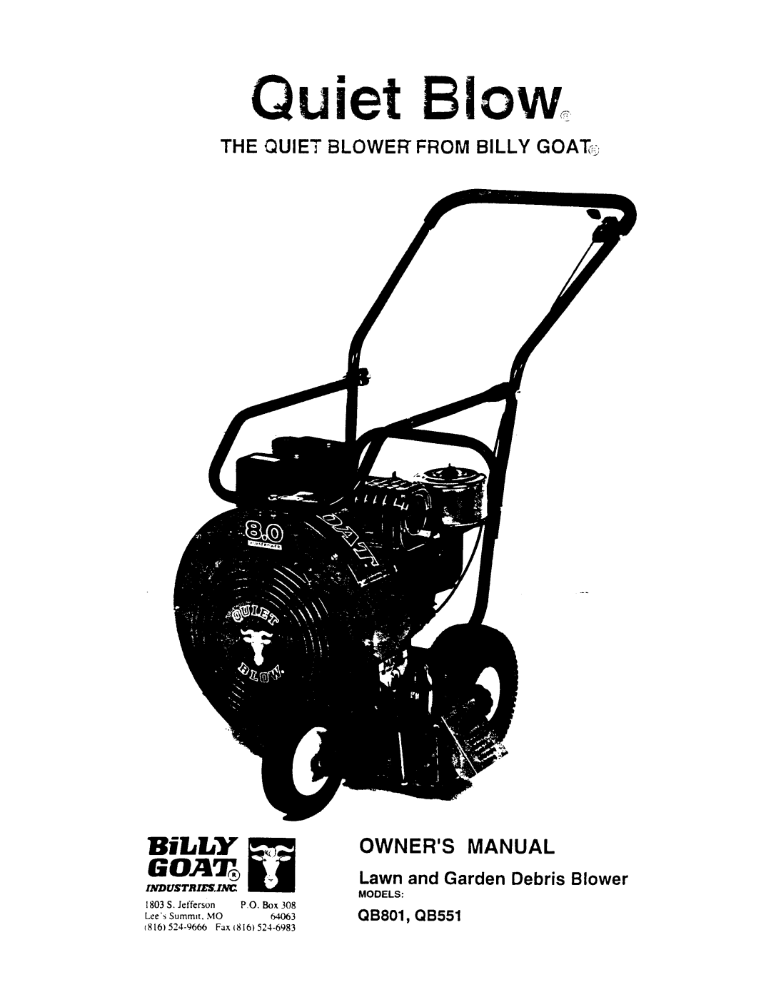 Billy Goat QB551 manual 